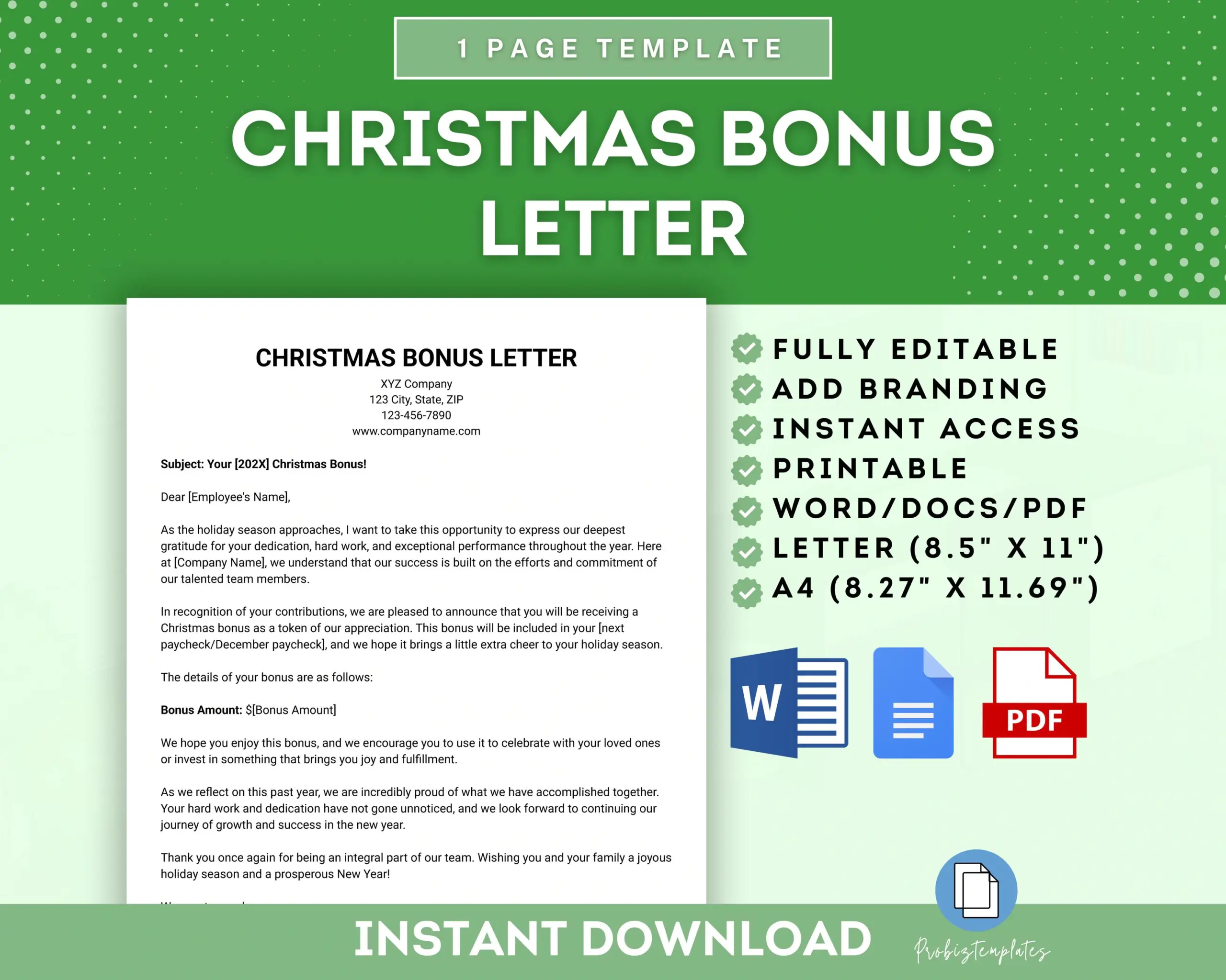 Christmas Bonus Letter Template Employee