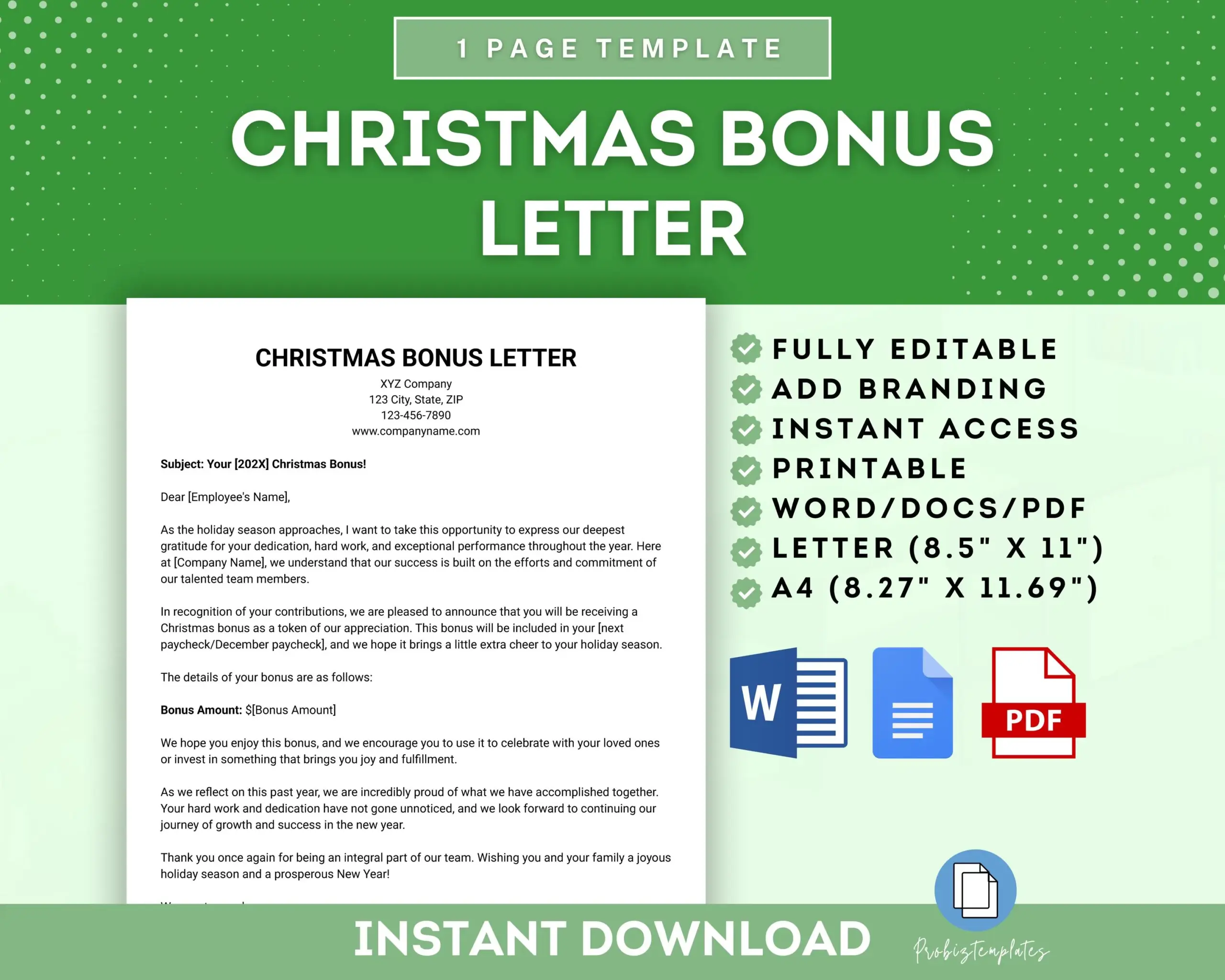 Christmas Bonus Letter Template Employee