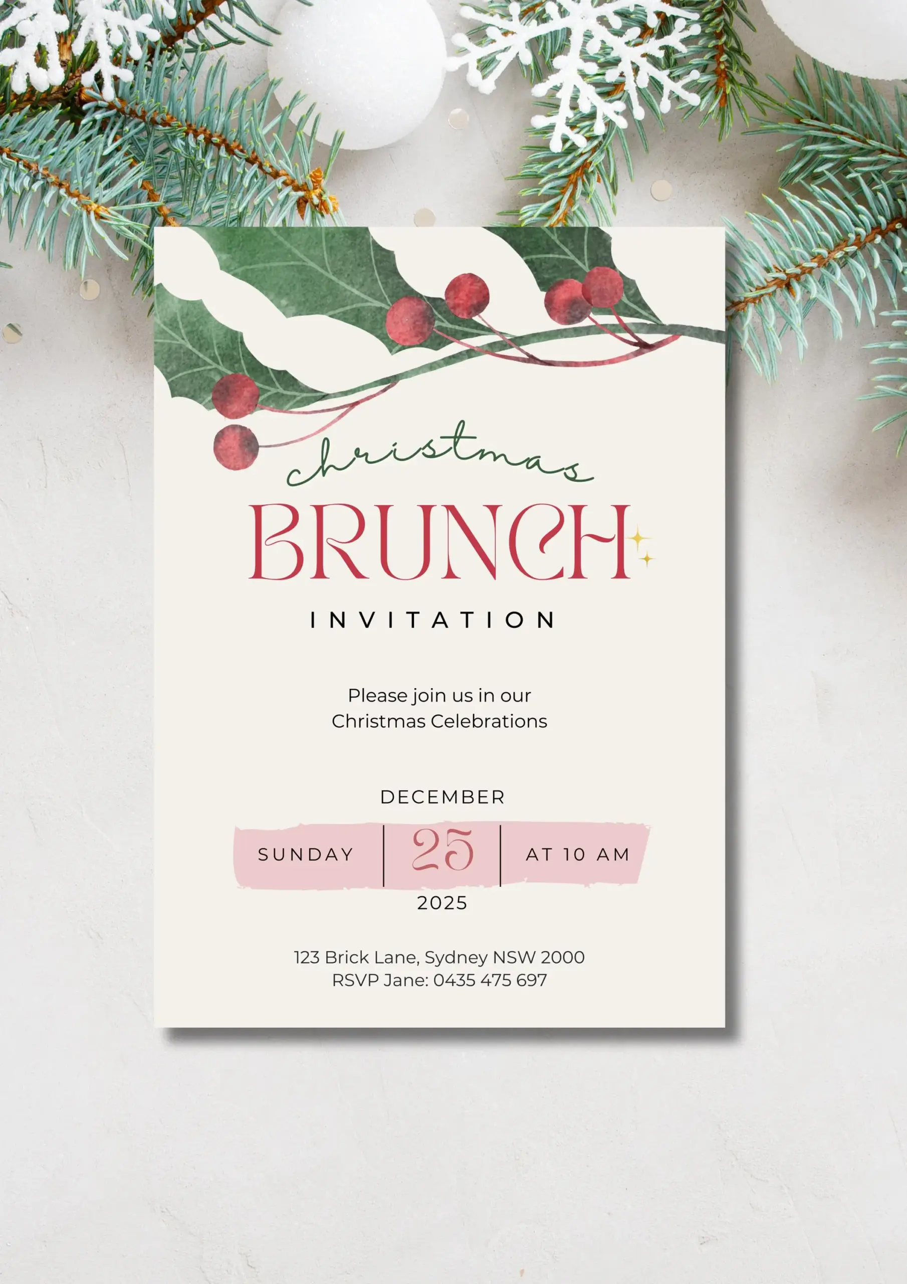 Christmas Brunch Invitation Festive Christmas Brunch Invitation Festive
