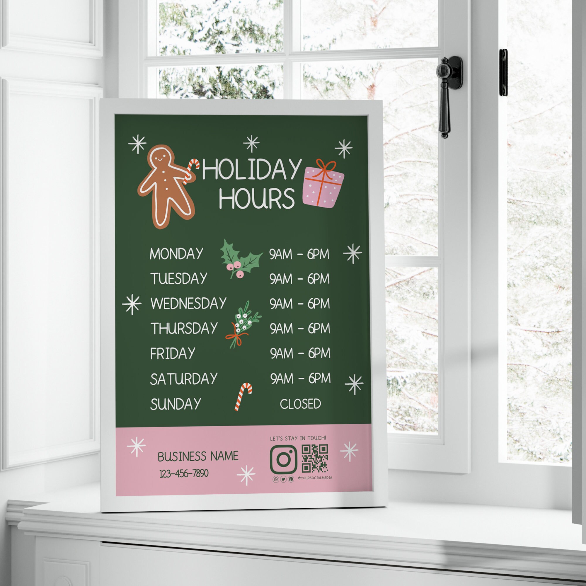 christmas holiday hours sign template free