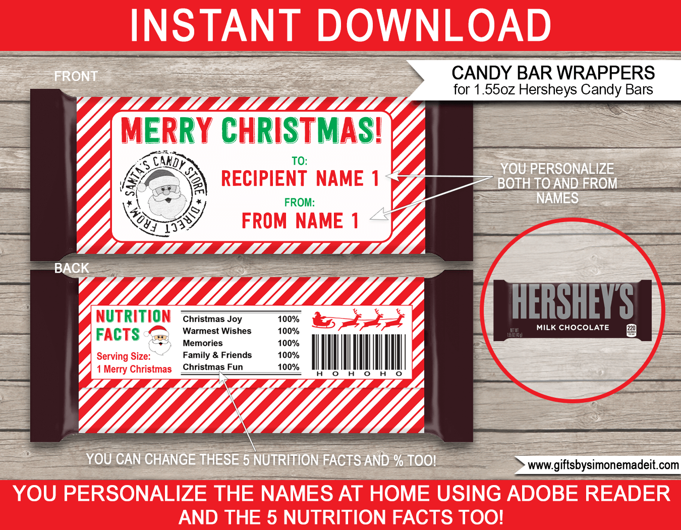 Christmas Candy Bar Wrapper Class Gift Christmas Candy Bar Wrapper Class Gift