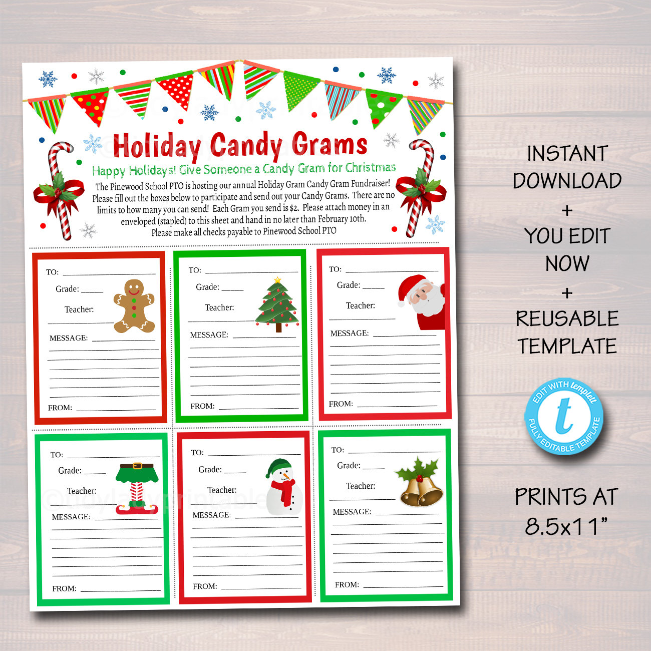 Christmas Candy Gram Flyer School Ptapto