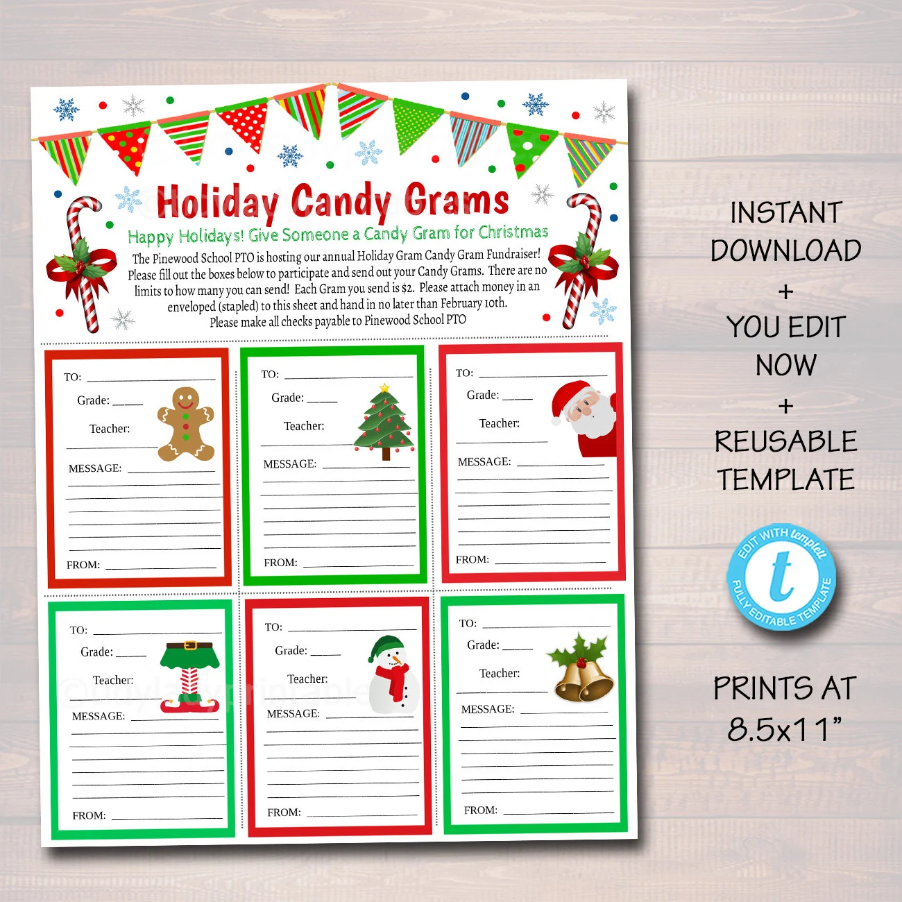 Christmas Candy Gram Flyer School Ptapto