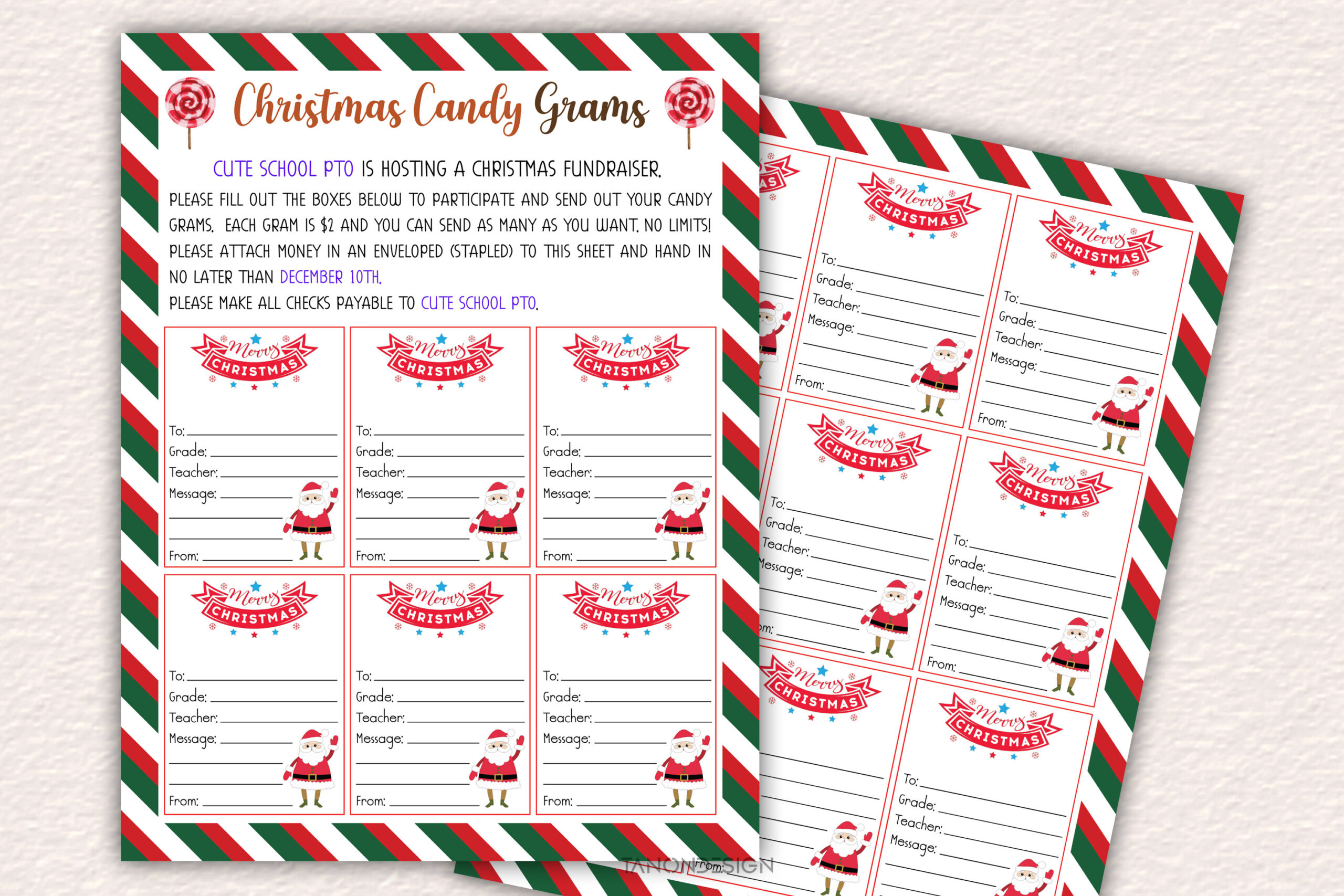christmas candy gram template