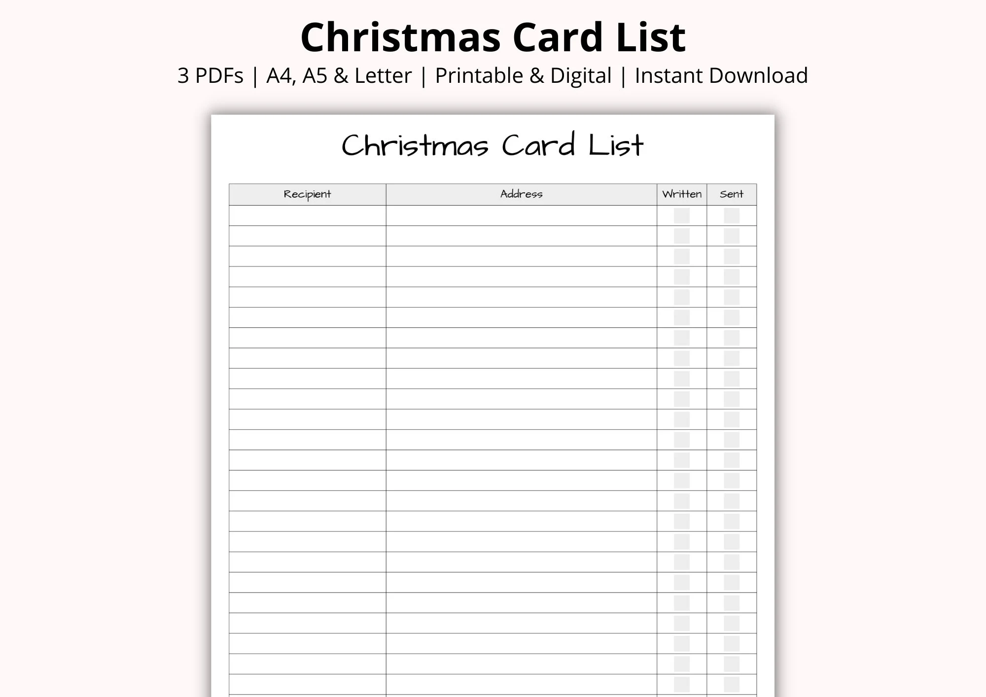 christmas card address list template christmas card address list template