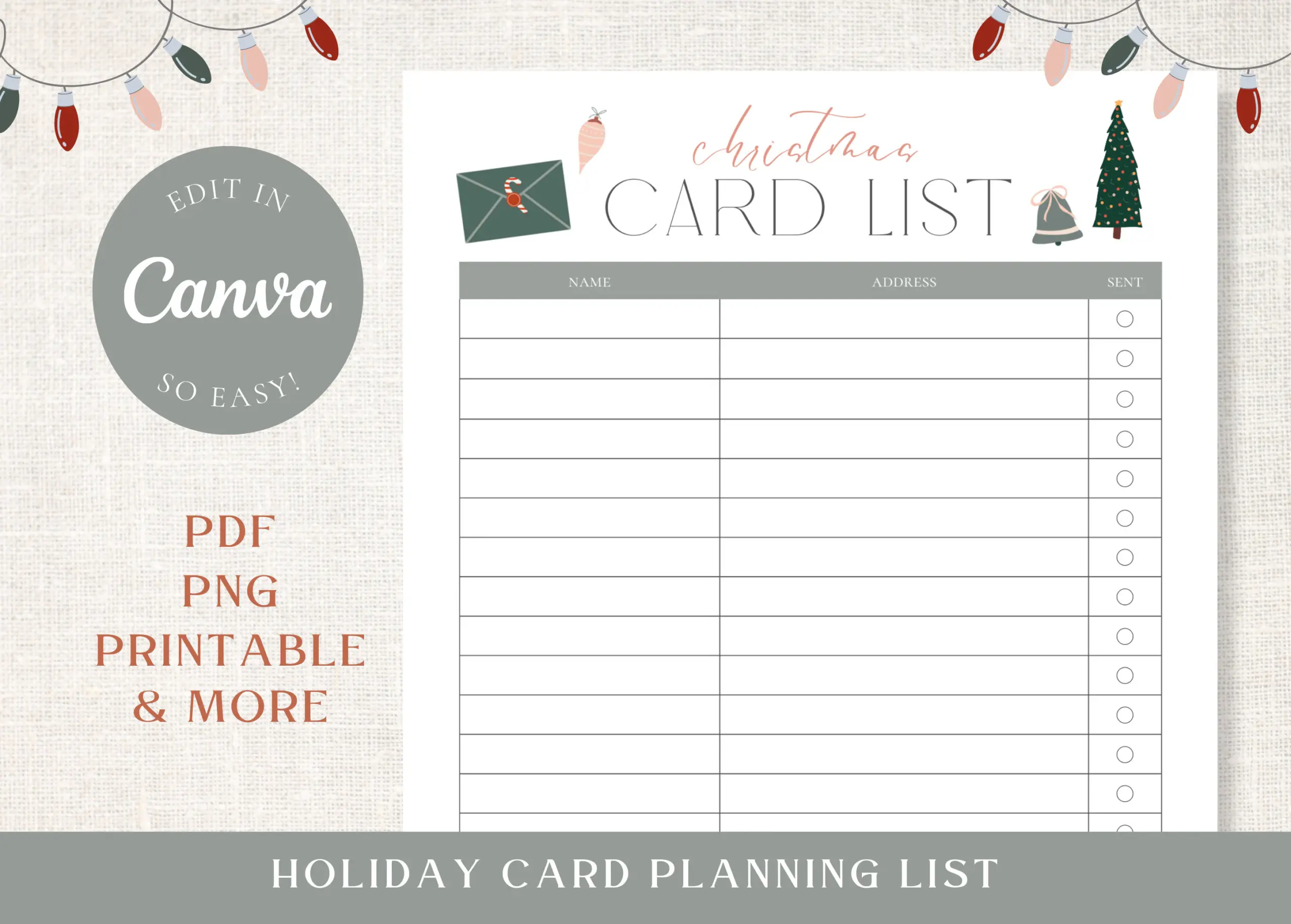 Christmas Card Mailing List Printable
