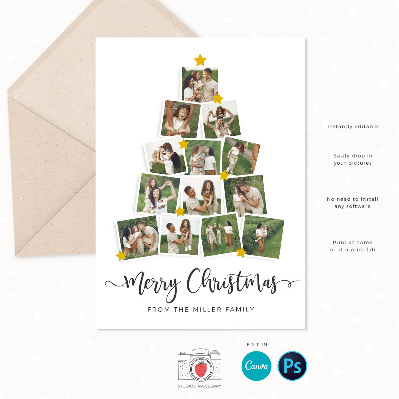 Christmas Card Template Christmas Tree Photo Collage Christmas Card Template Christmas Tree Photo Collage