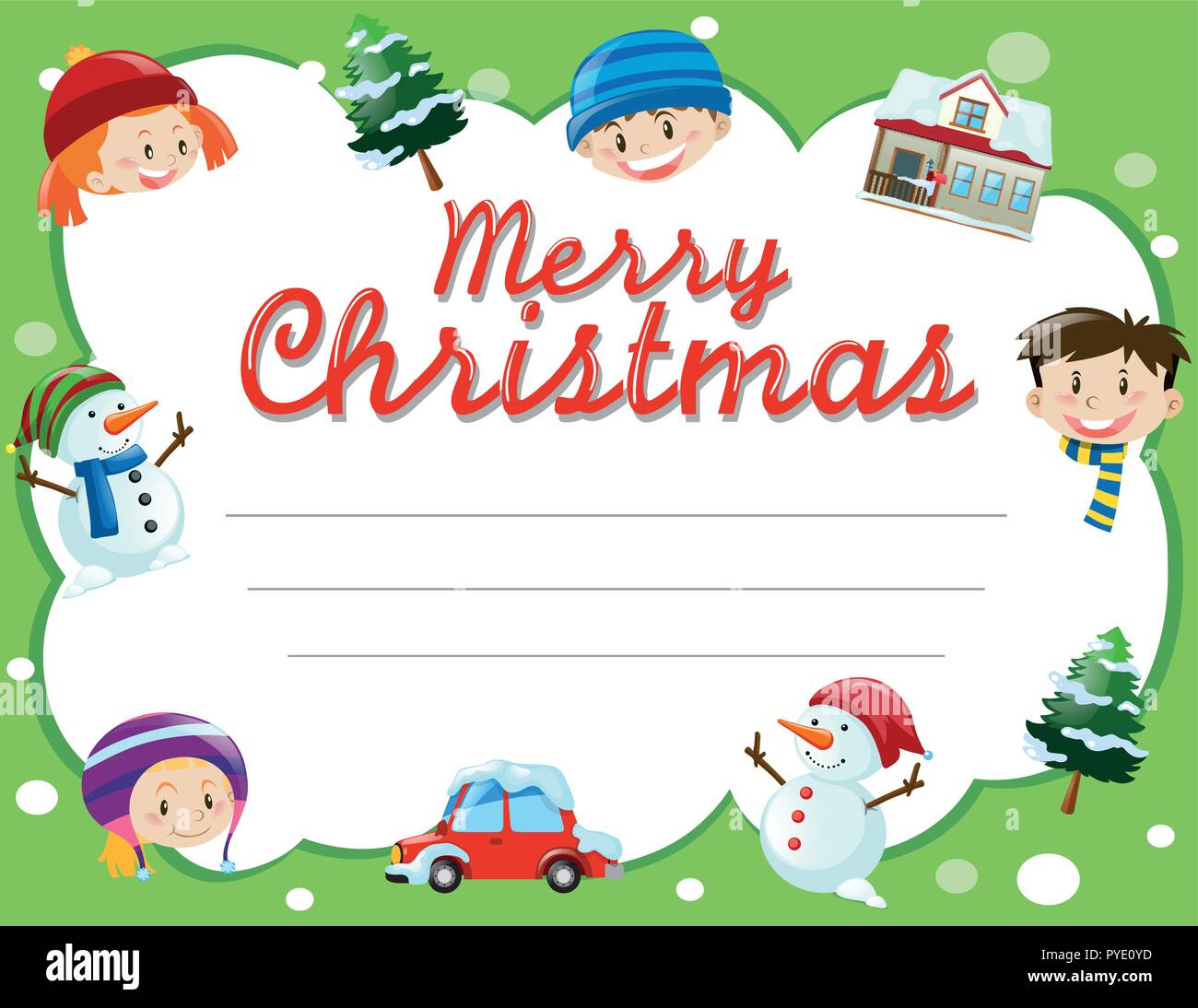 Christmas Card Template With Kids And Trees Illustration Image223428225 Christmas Card Template With Kids And Trees Illustration Image223428225