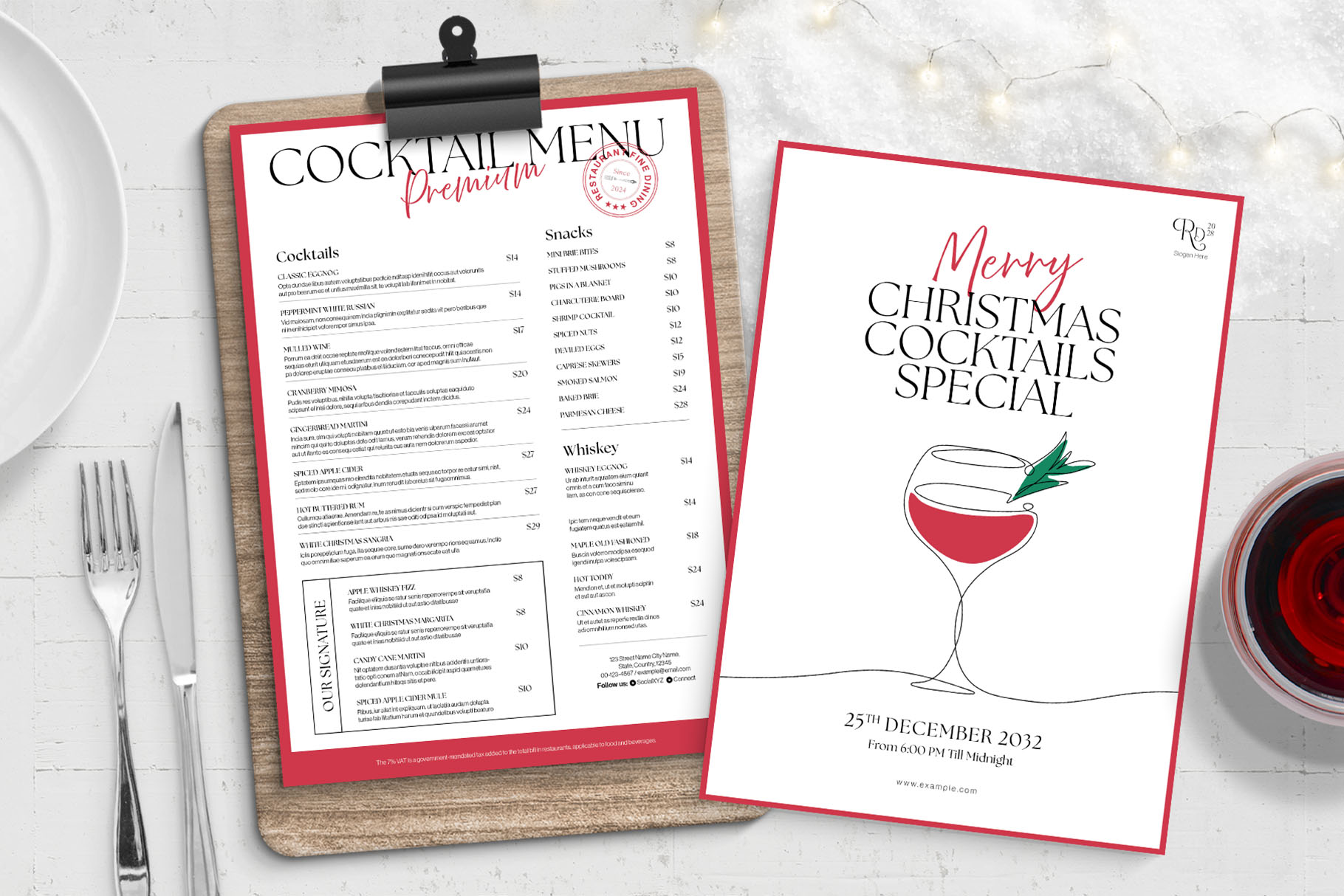 Christmas Cocktail Menu Template