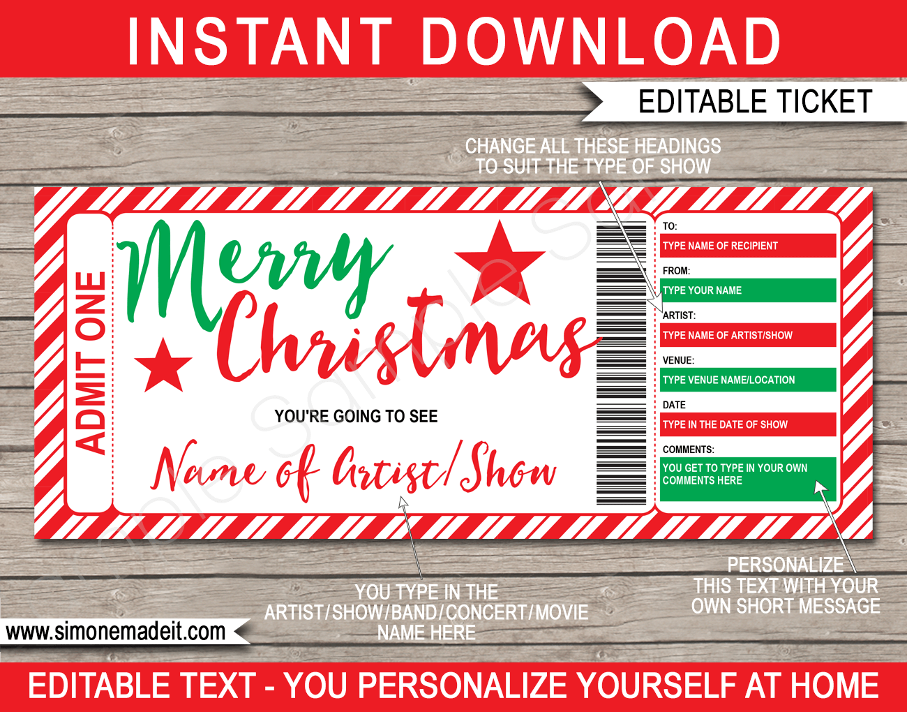 Christmas Concert Ticket Gift Voucher