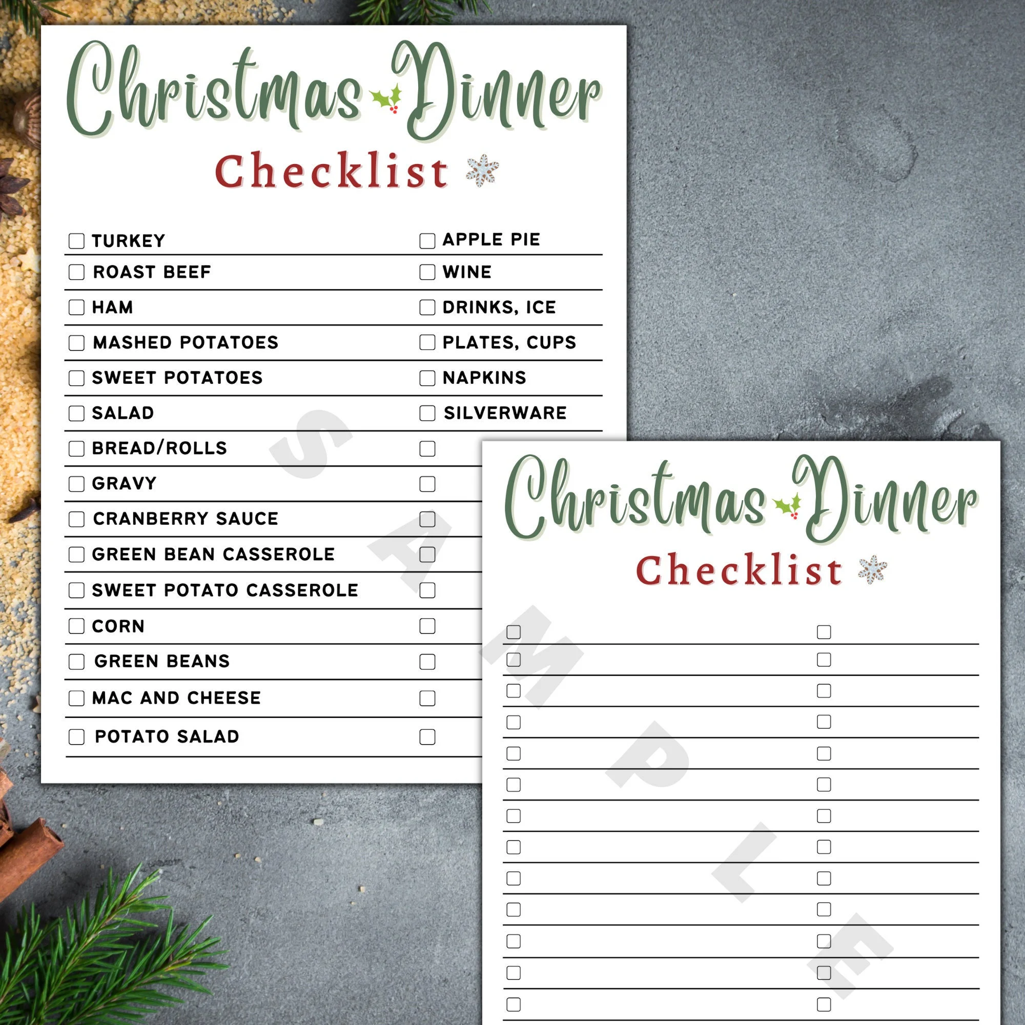 Christmas Dinner Checklist Printable Christmas Dinner Checklist Printable