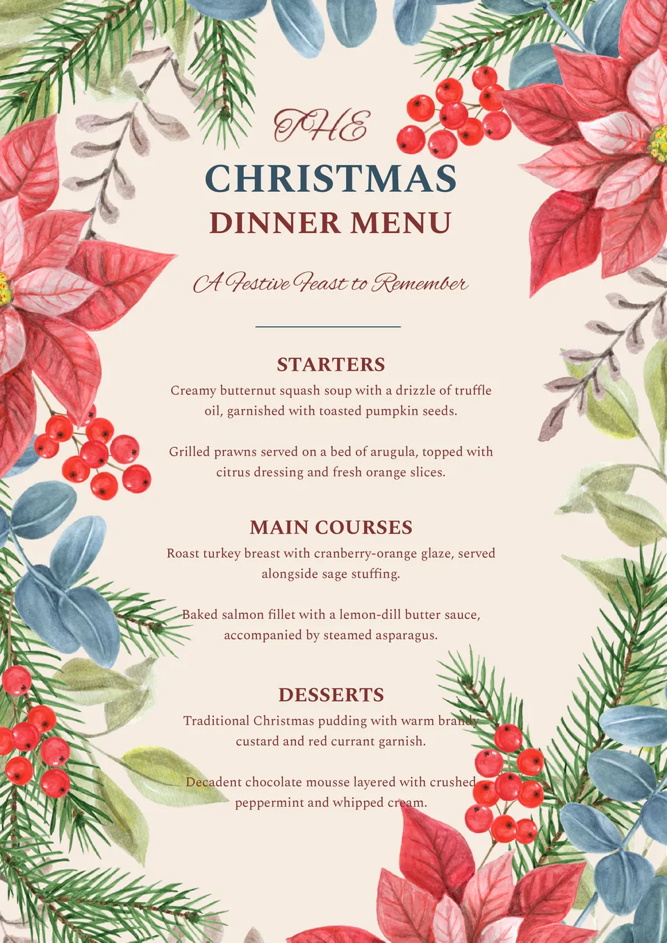 Christmas Dinner Menu Template