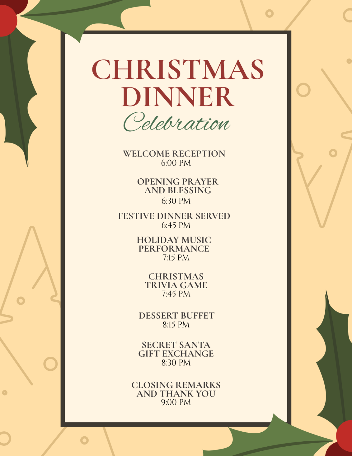 Christmas Dinner Program