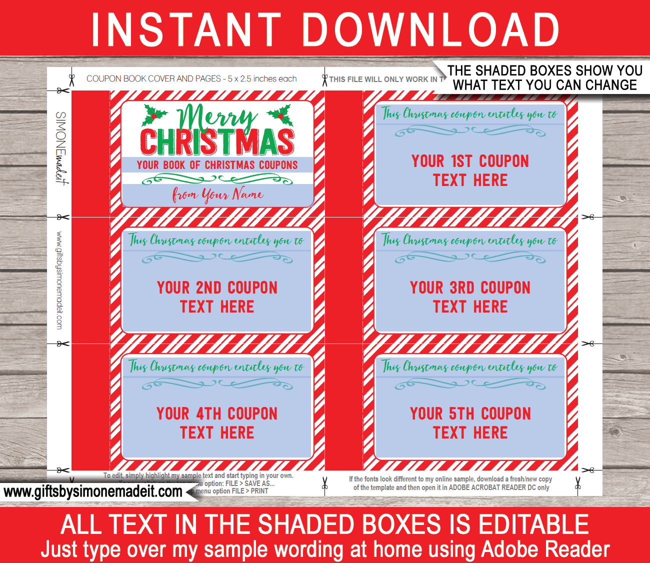 Christmas Diy Coupon Book Template