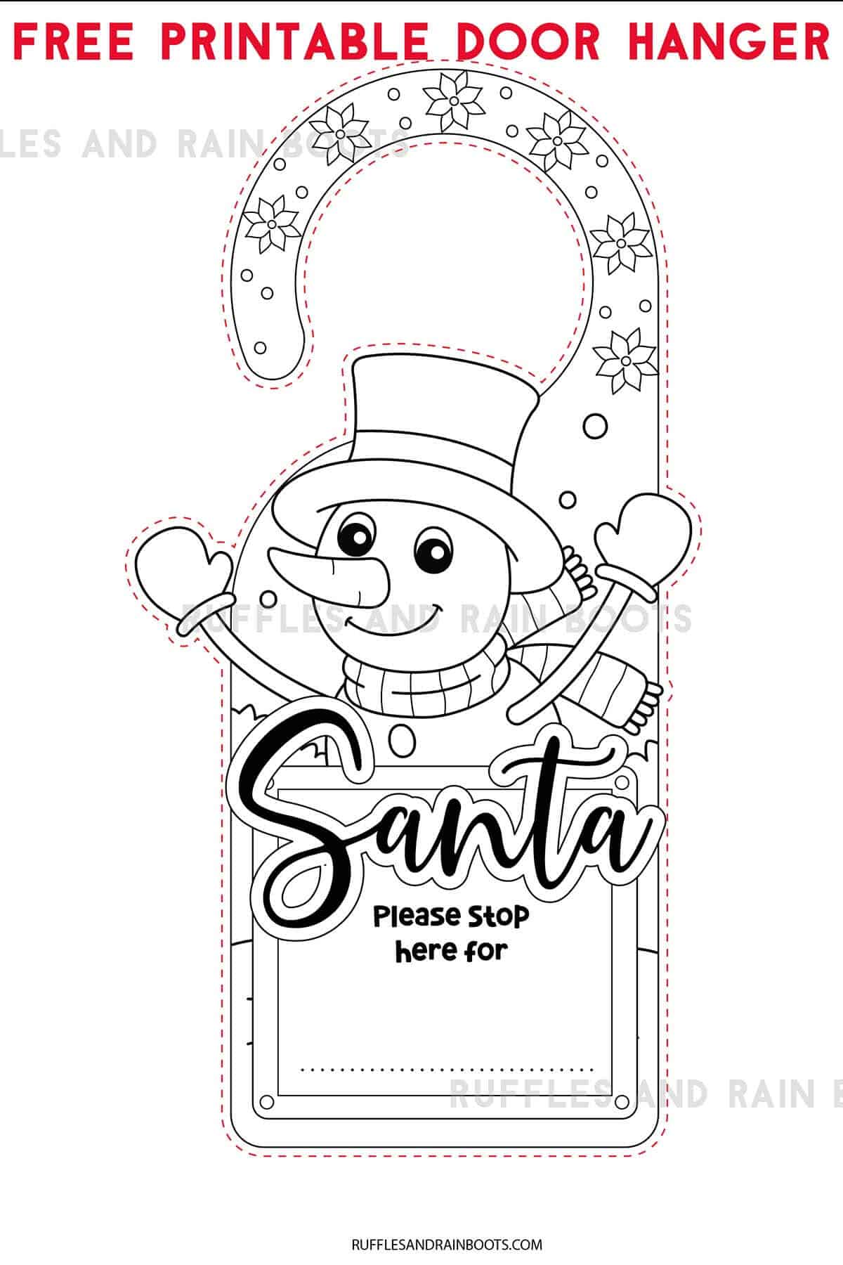 Christmas Door Hanger Printable Coloring Page