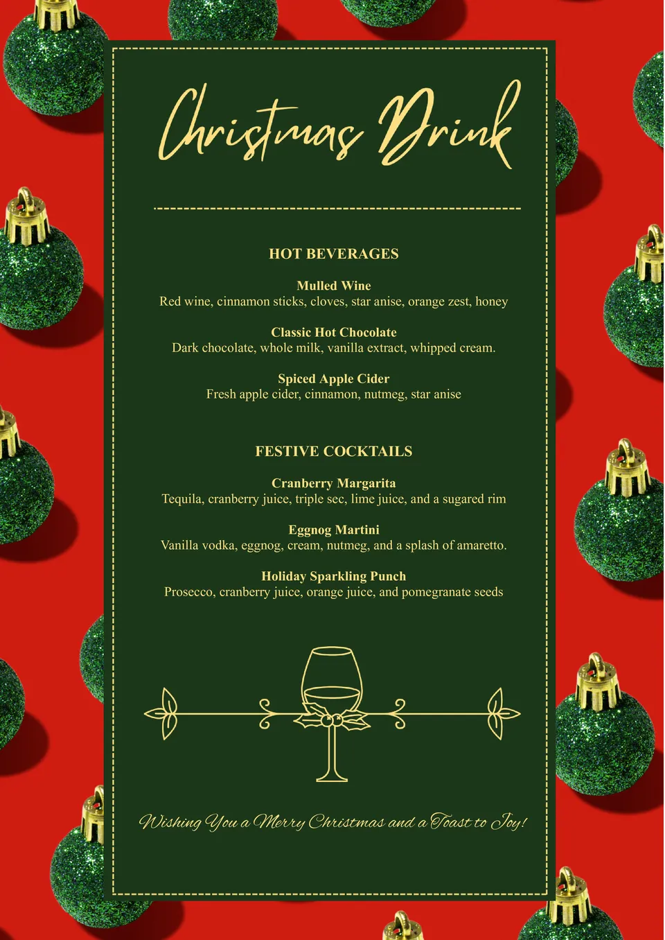 christmas cocktail menu template