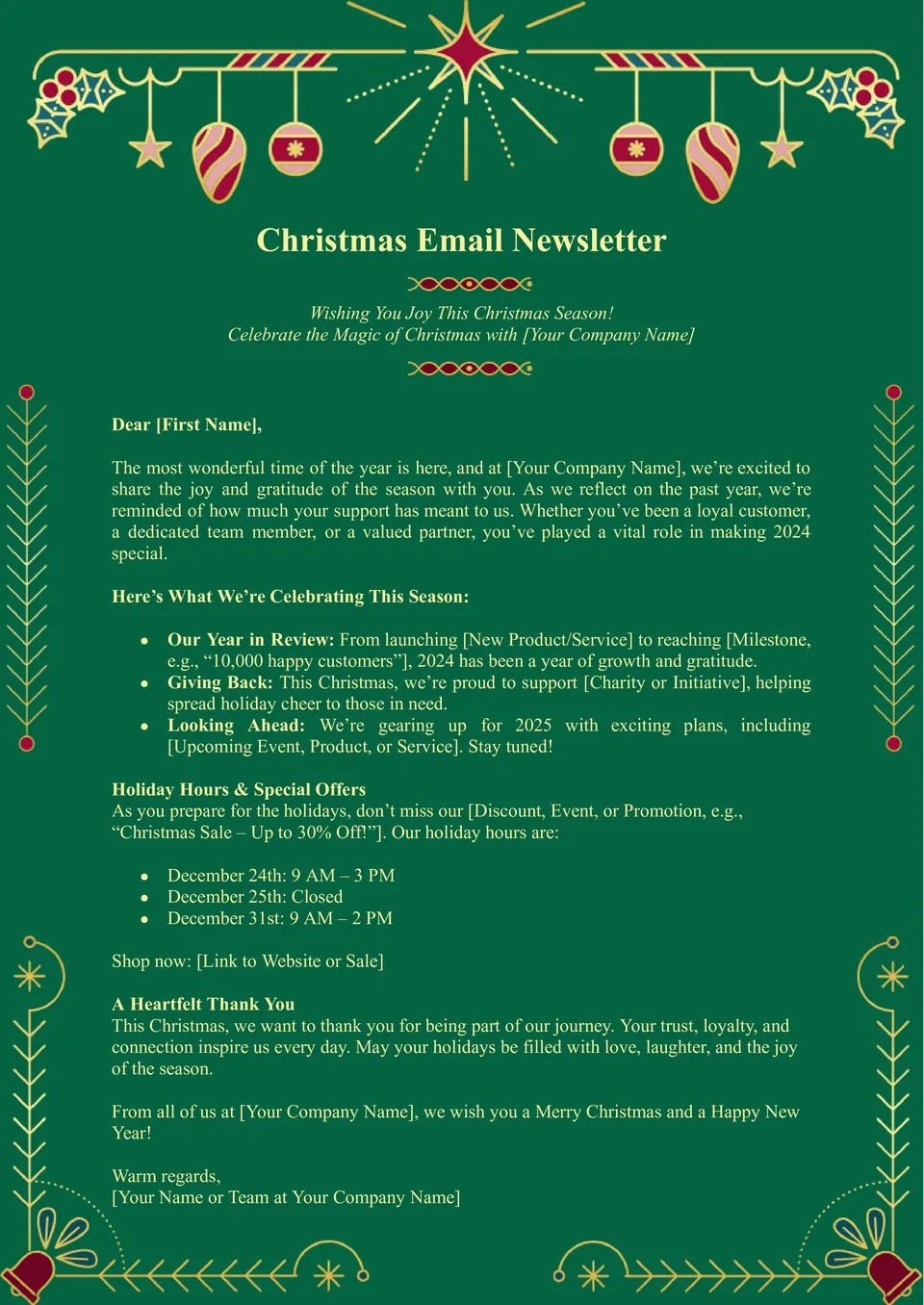 Christmas Email Newsletter Template Christmas Email Newsletter Template