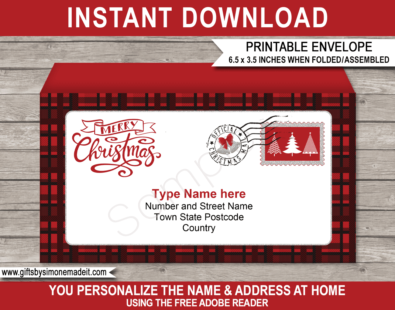 Christmas Envelope Template Buffalo Plaid Christmas Envelope Template Buffalo Plaid