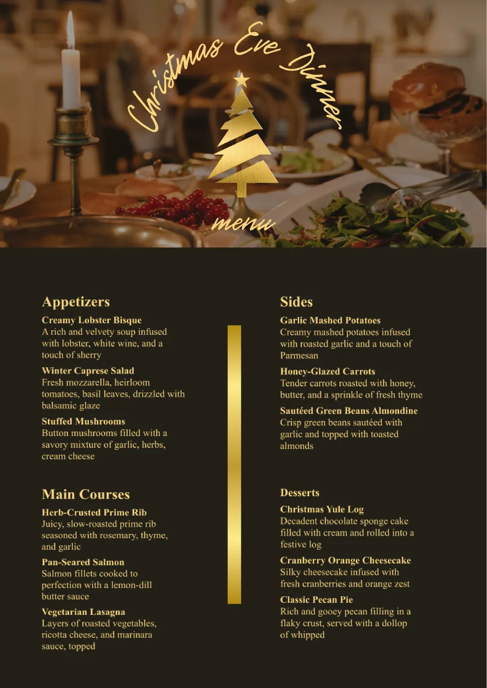 Christmas Eve Dinner Menu Template