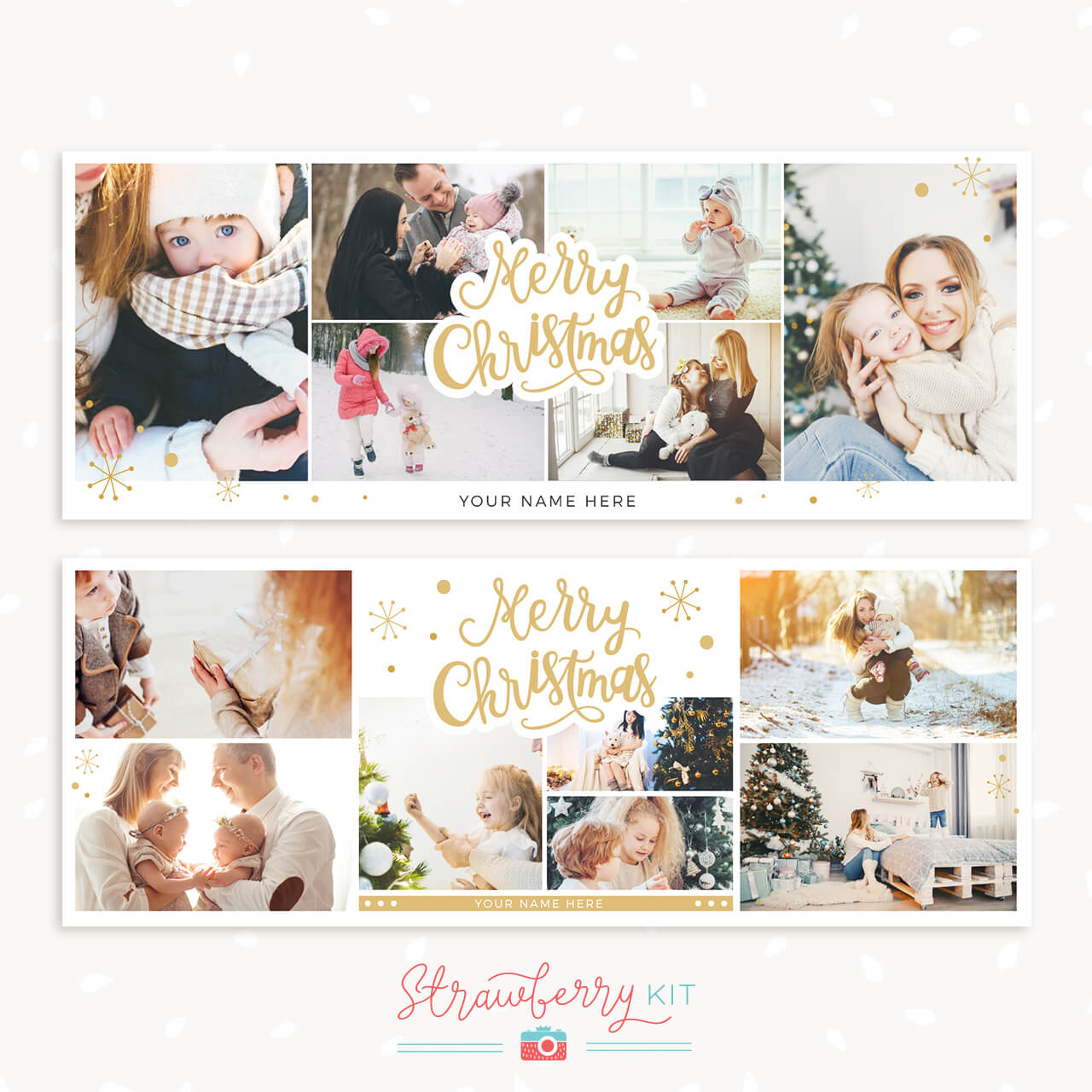 Christmas Facebook Cover Template Set With Collages