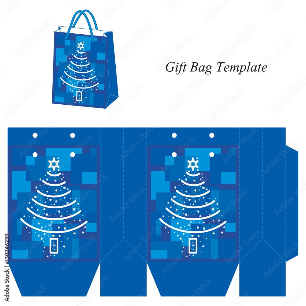 Christmas Gift Bag Template Vector Illustration Christmas Gift Bag Template Vector Illustration