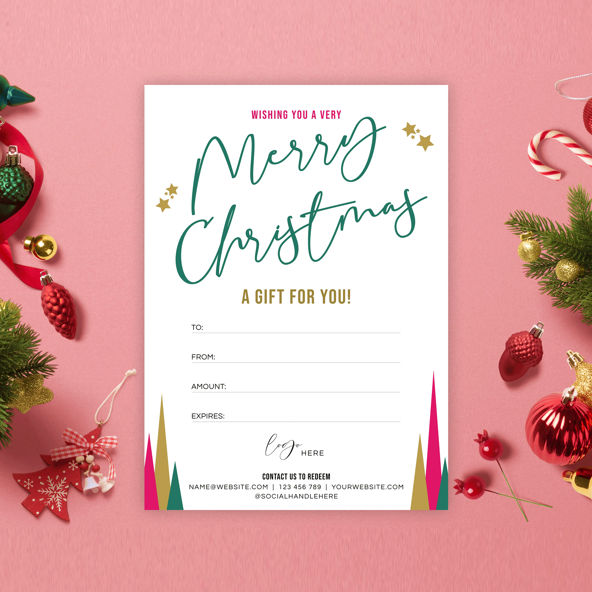 Christmas Gift Certificate Template Customizable Holiday Gift Card Christmas Gift Certificate Template Customizable Holiday Gift Card