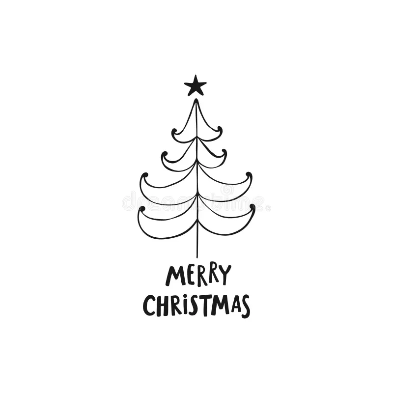 Christmas Greeting Card White Background Black White Vector Illustration Christmas Card Template Hand Drawn New Year Image127824200
