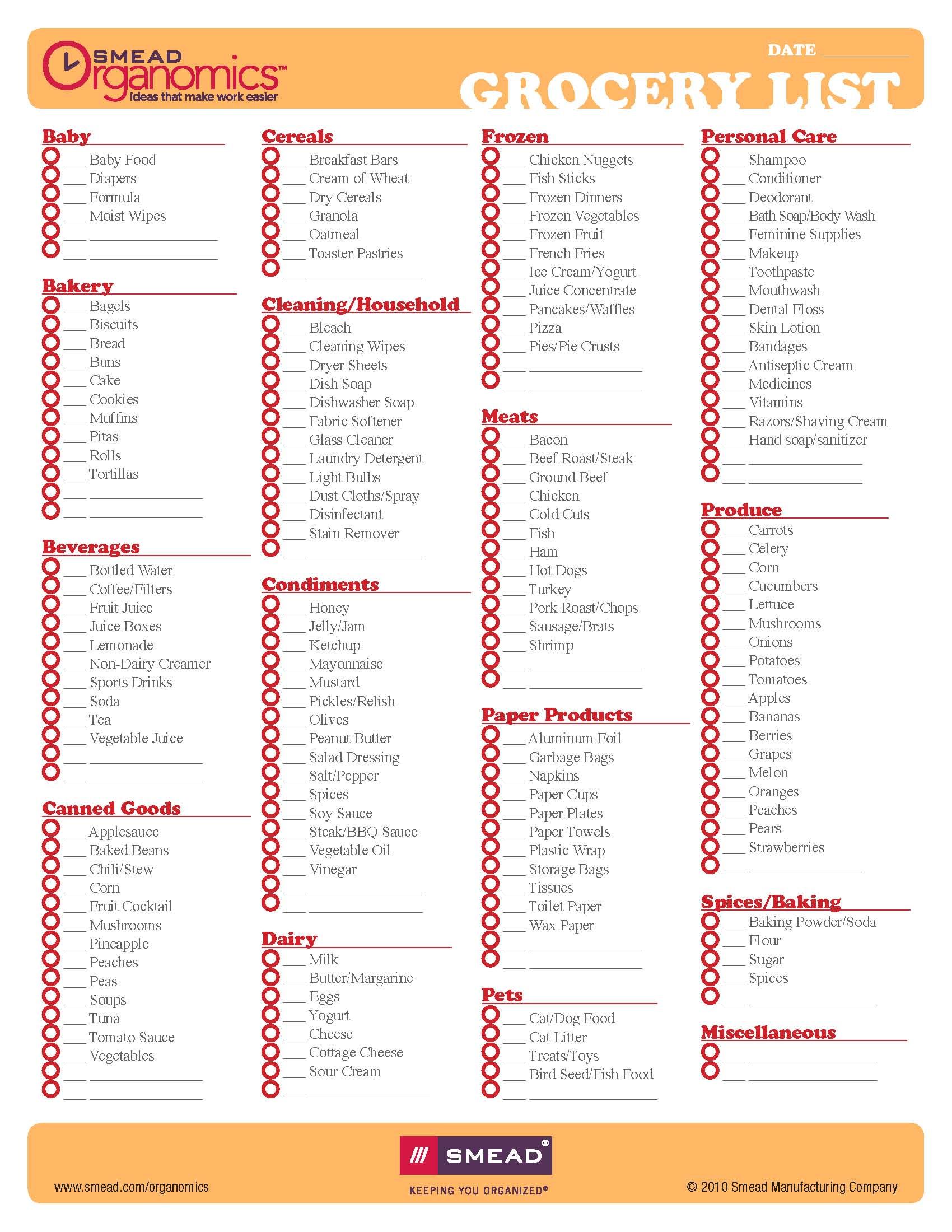 Christmas Grocery List Christmas Grocery List