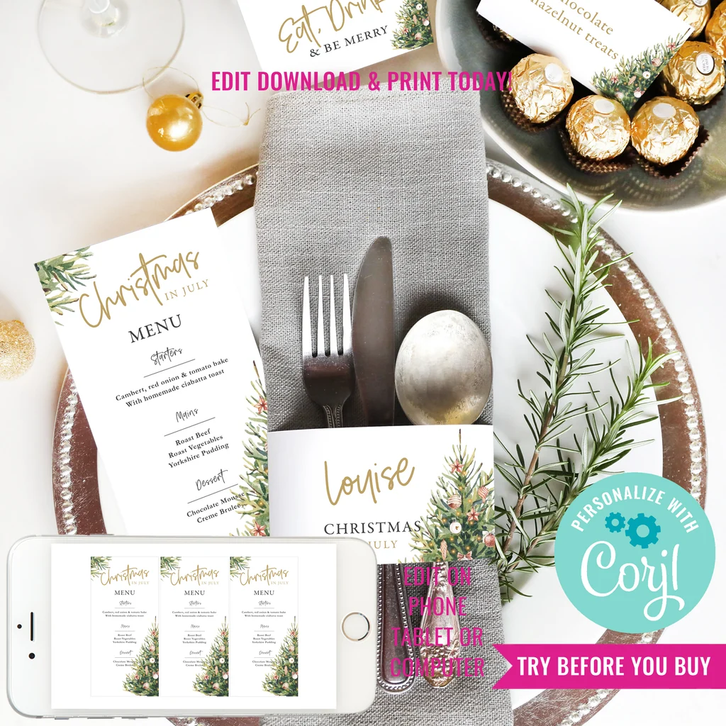 Christmas In July Party Place Setting Christmas Menu Christmas In July Table Setting