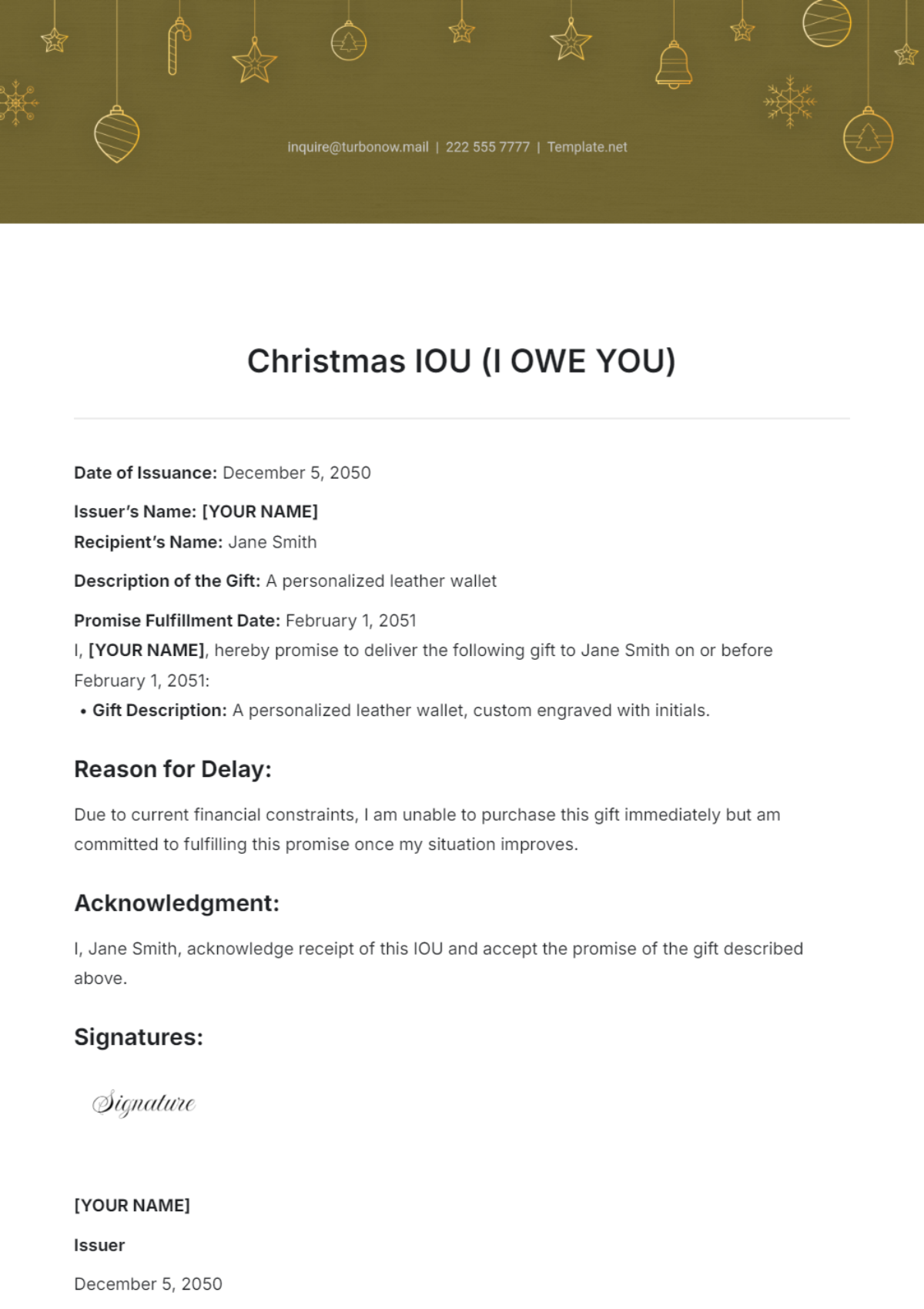 christmas gift iou template