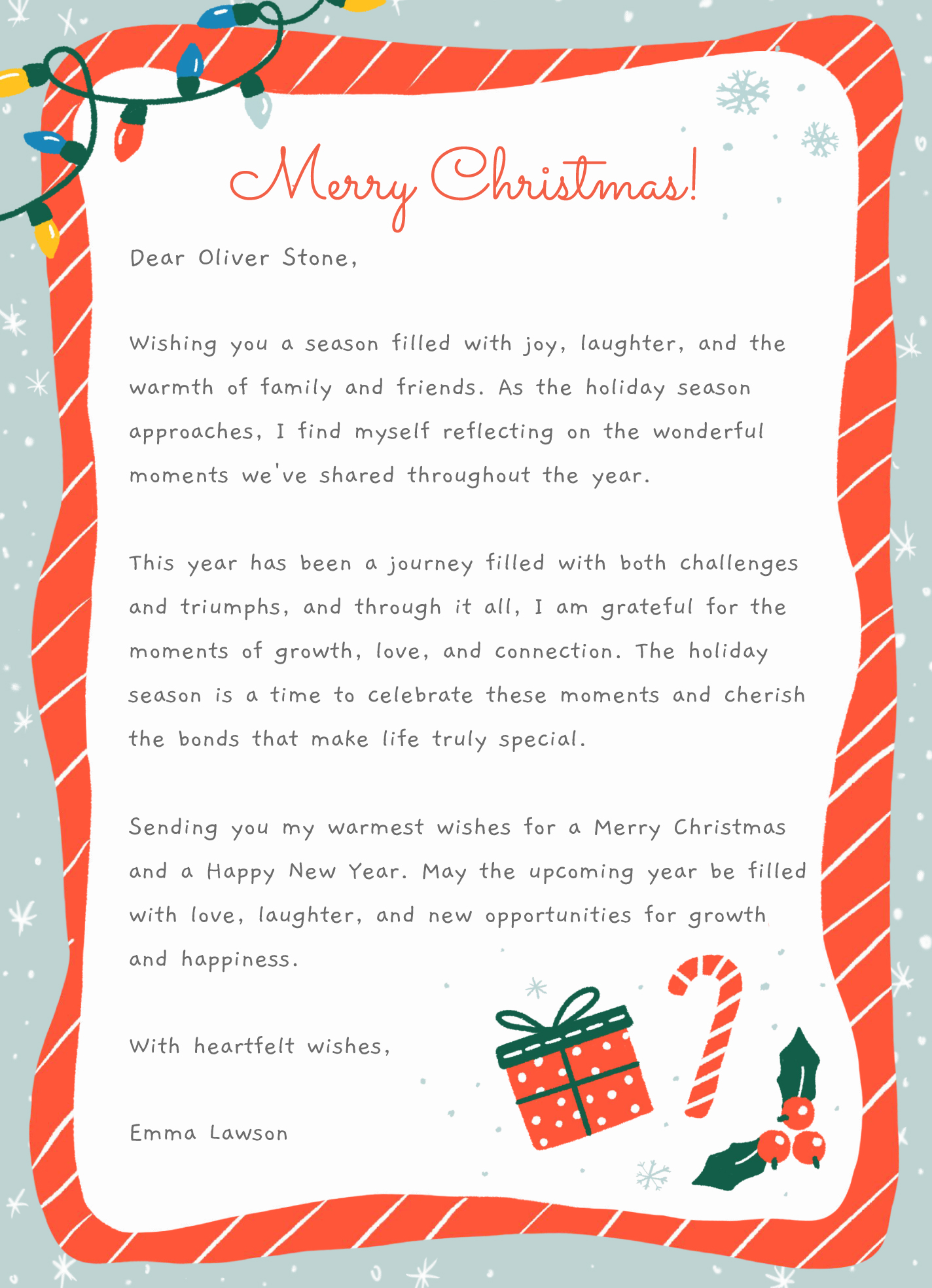 Christmas Letter Free Google Docs Template