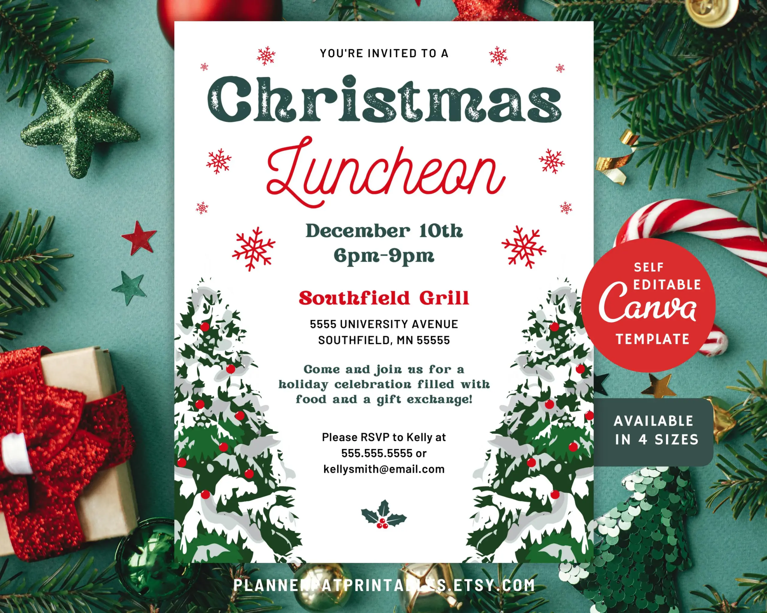 Christmas Luncheon Invitation Editable