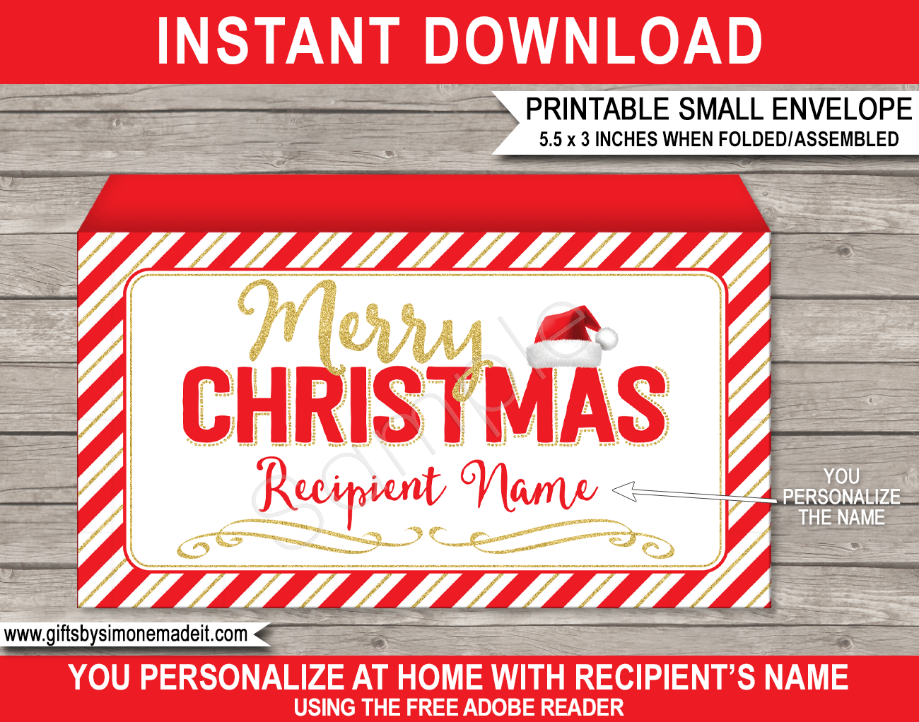 Christmas Money Envelope Template