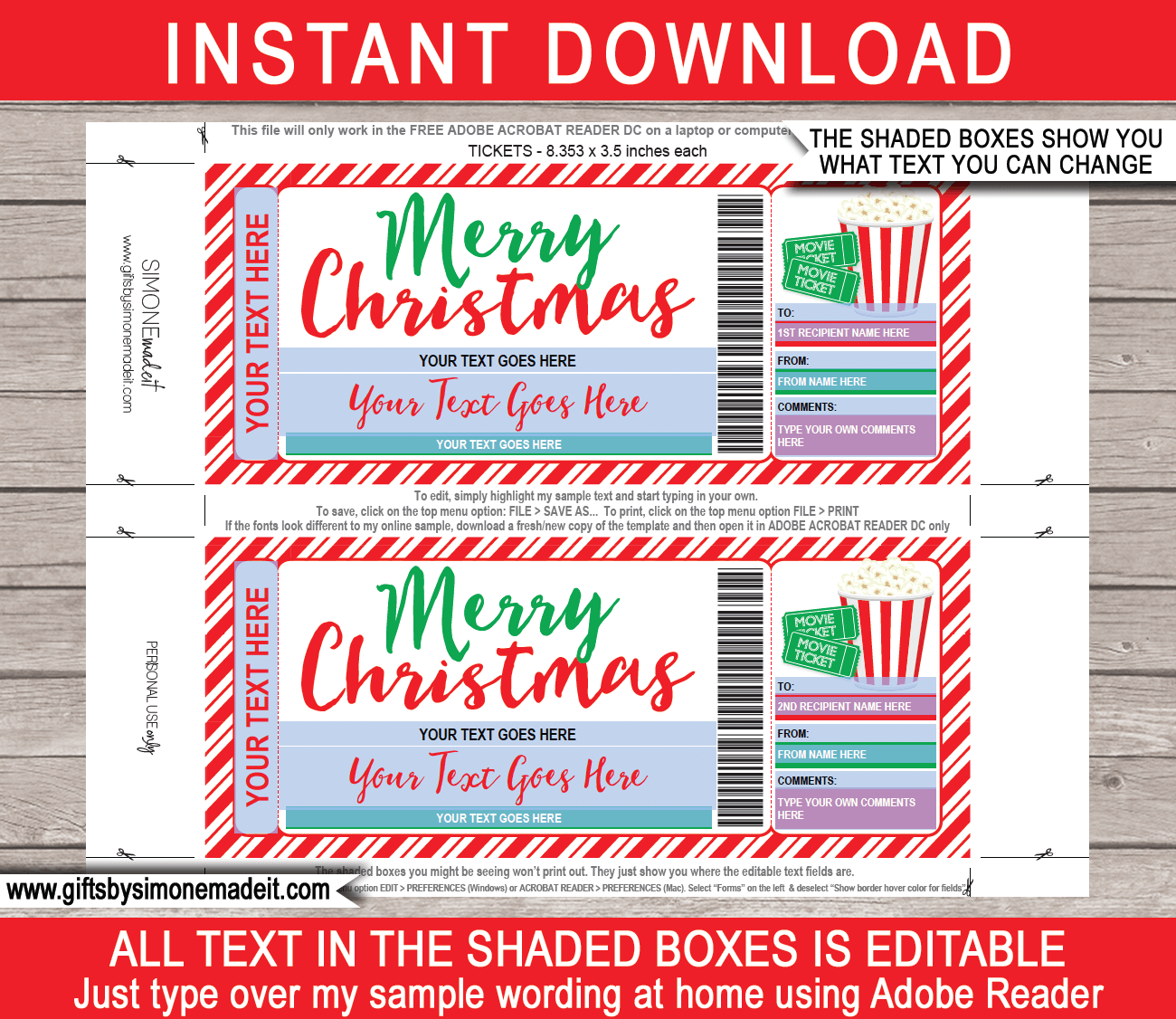 Christmas Movie Ticket Gift Template