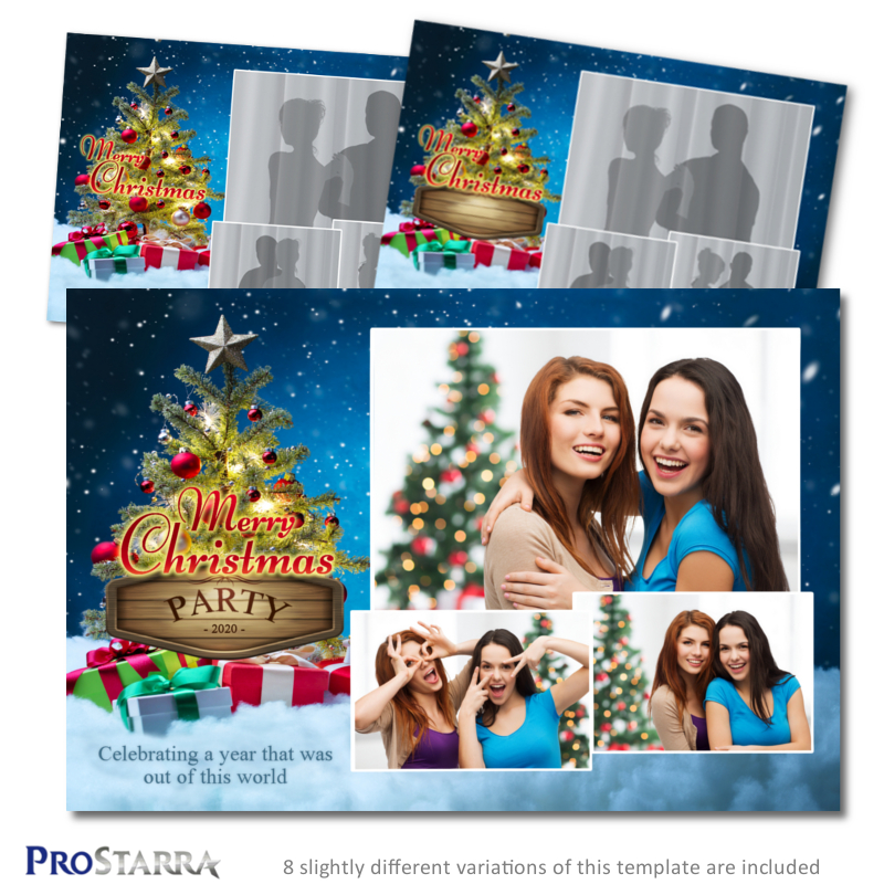 Christmas On Cloud 9 6x4 Inch Photo Booth Template