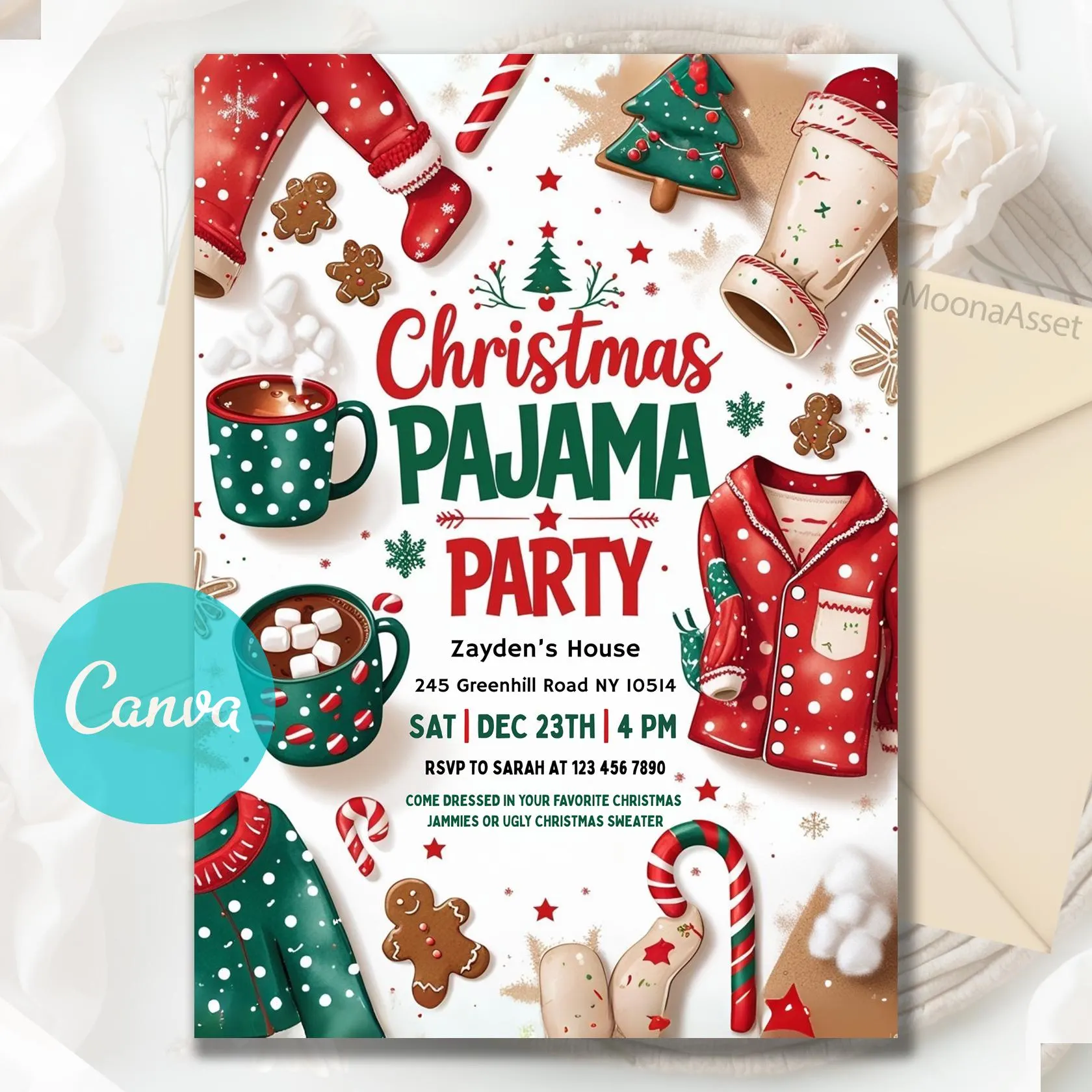 Christmas Pajama Party Invitation Pajama
