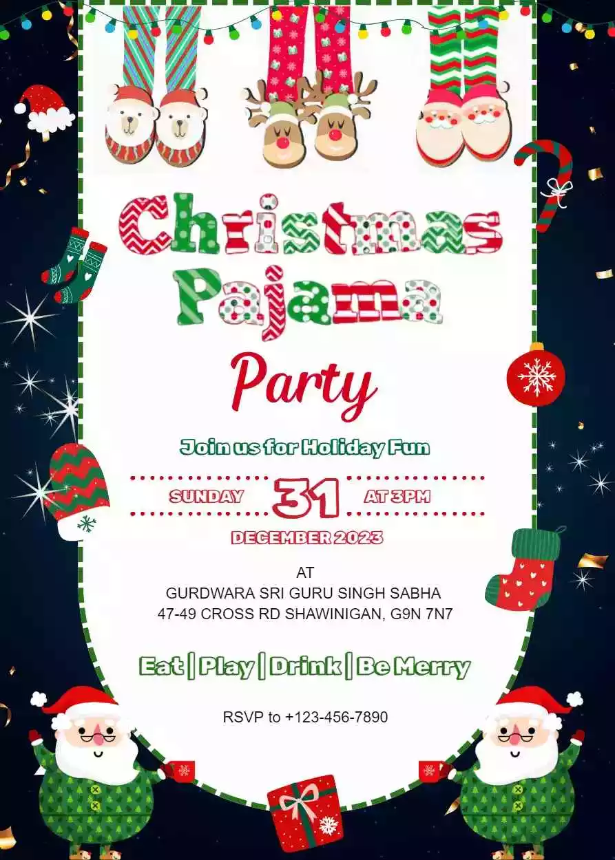 Christmas Pajama Party Invitation