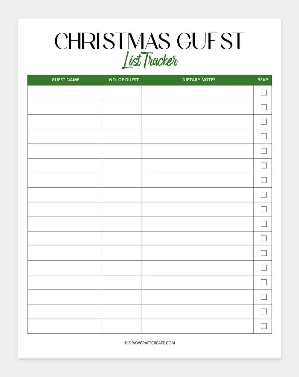christmas guest list template