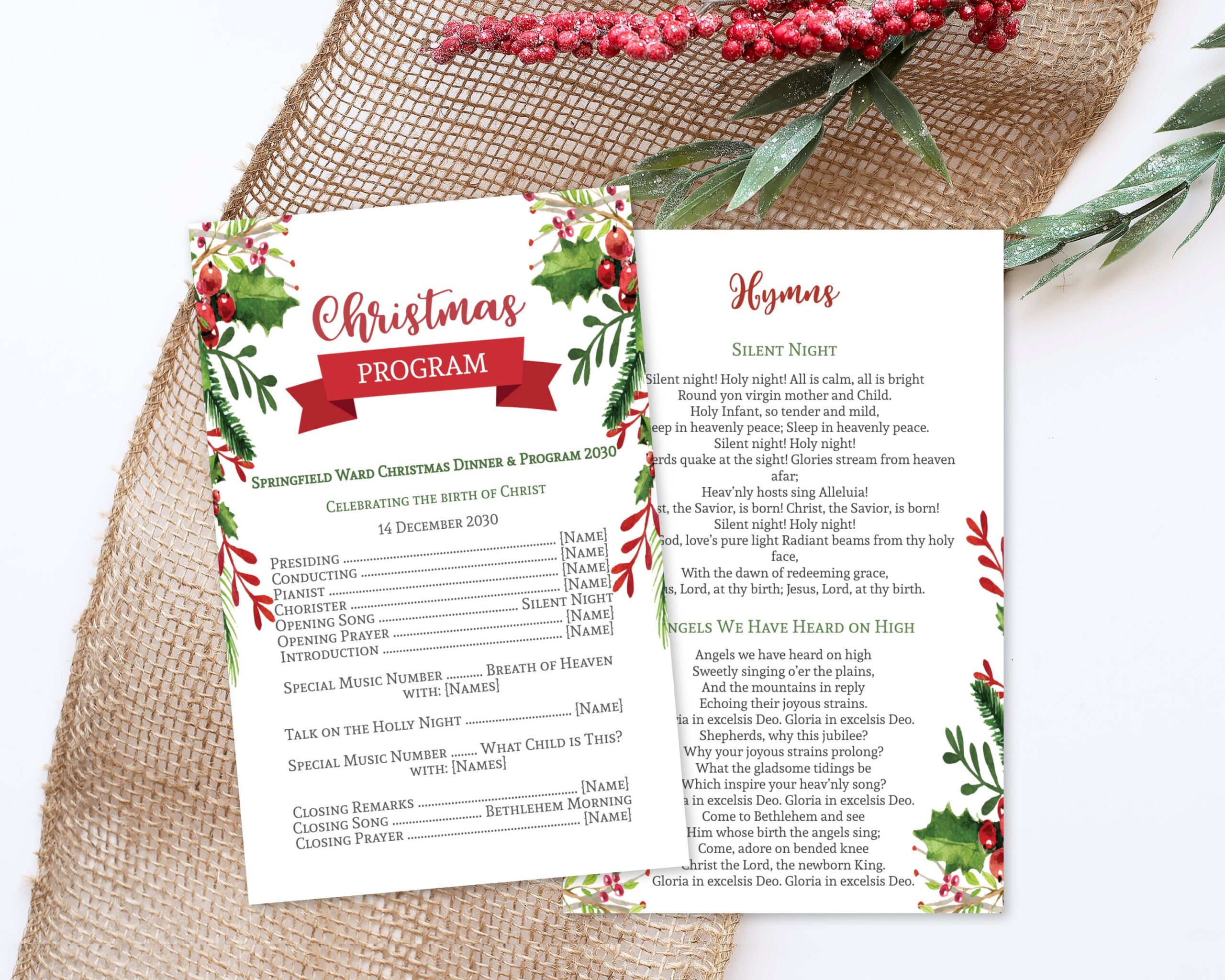 christmas dinner program template christmas dinner program template