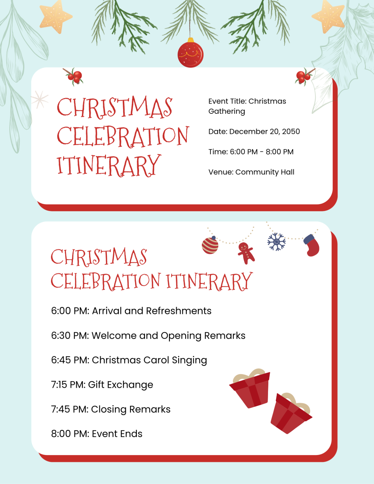 Christmas Program Event Itinerary Christmas Program Event Itinerary