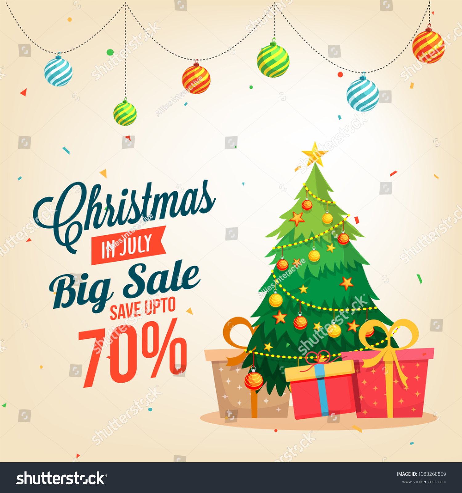 Christmas Sale July Poster Banner Template 1083268859