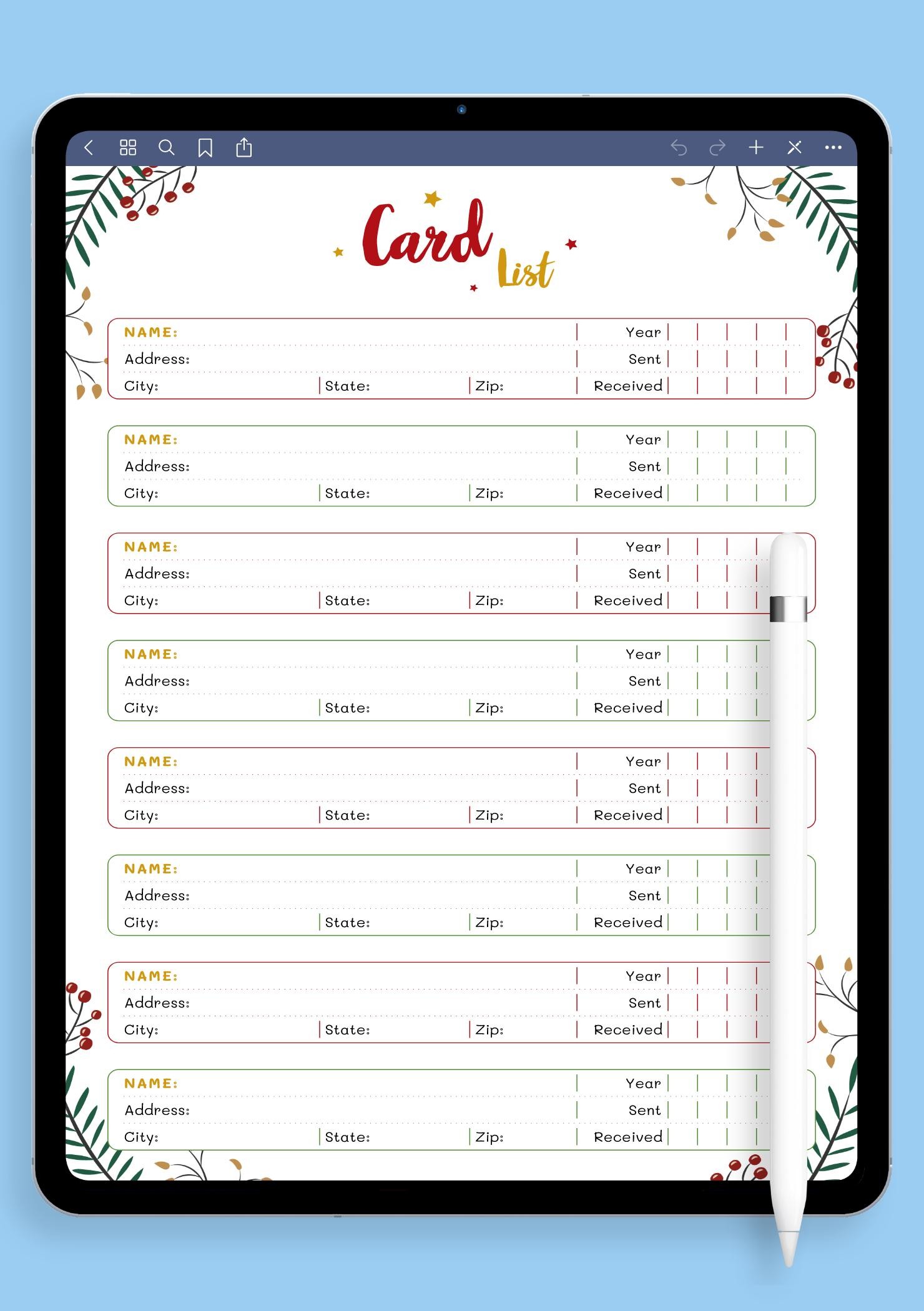 Christmas Style Card List