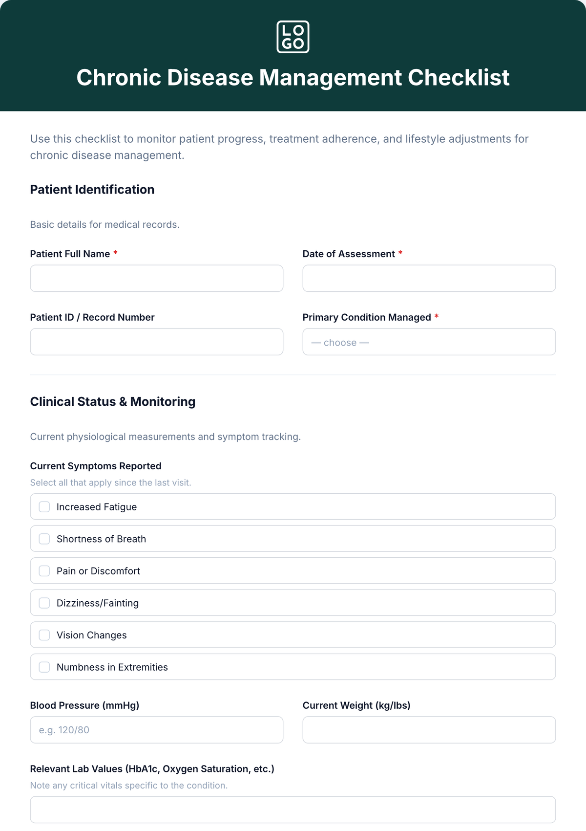 Chronic Disease Management Checklist