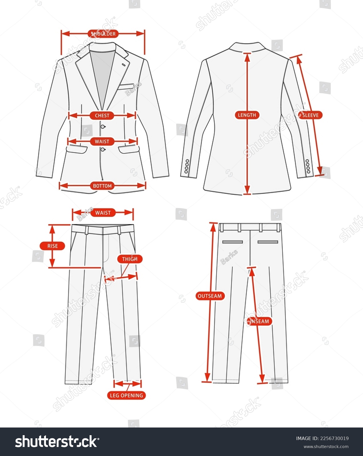 Clothing Size Chart Vector Illustration 2 2256730019
