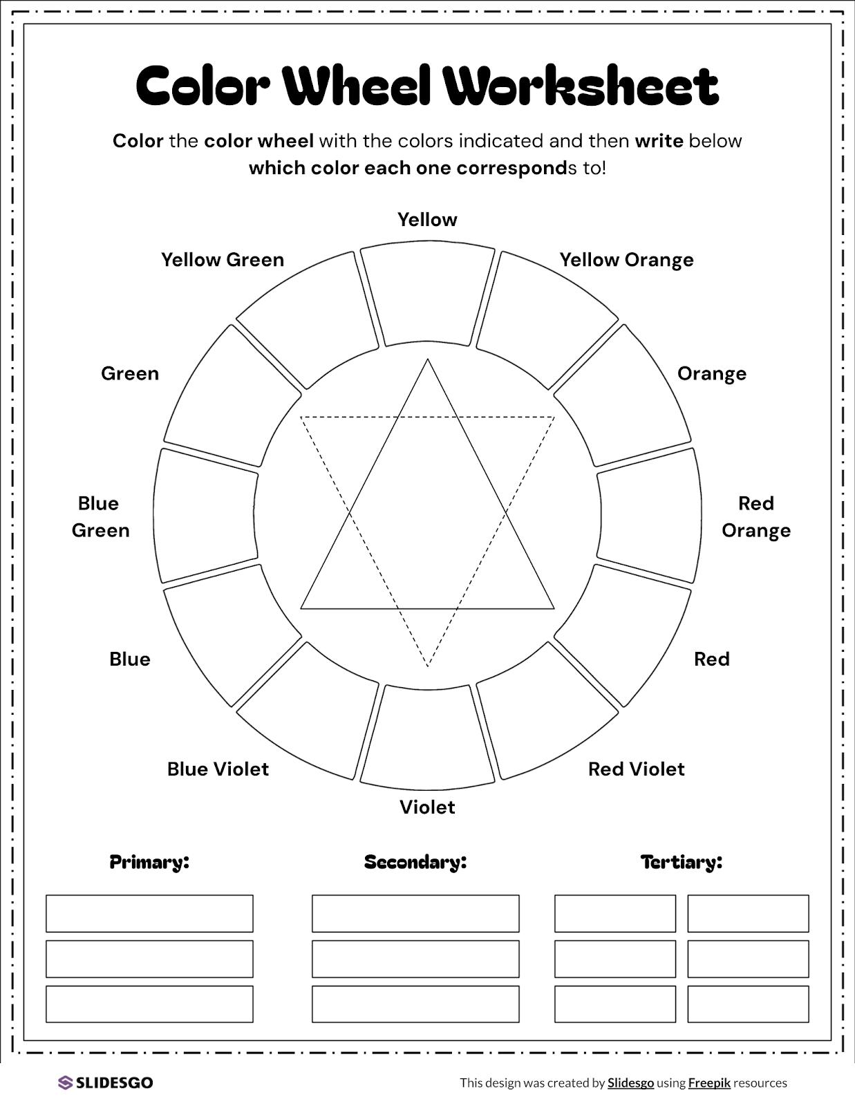 Color Wheel Worksheet