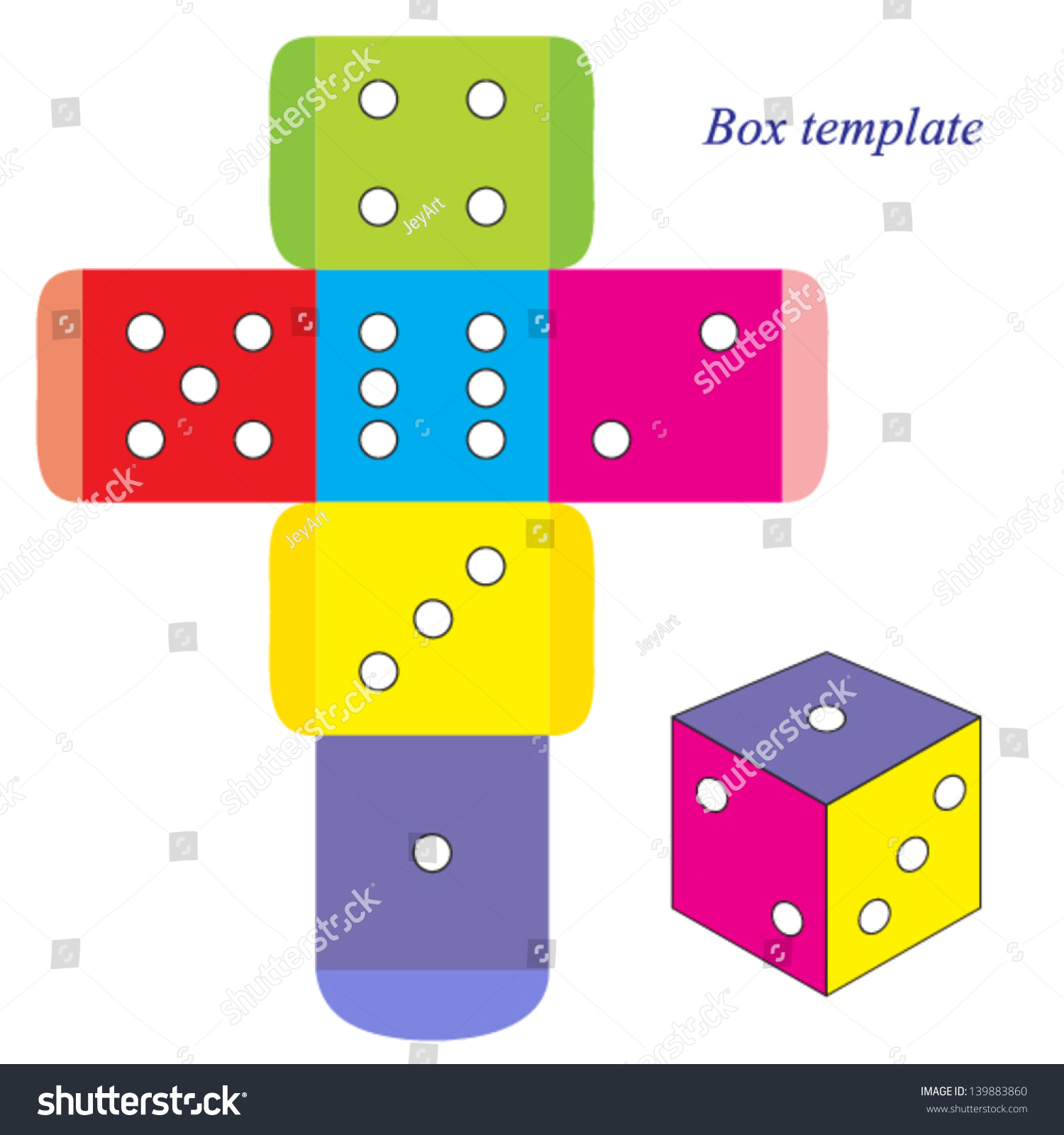 Colorful Dice Box Template Vector Illustration 139883860