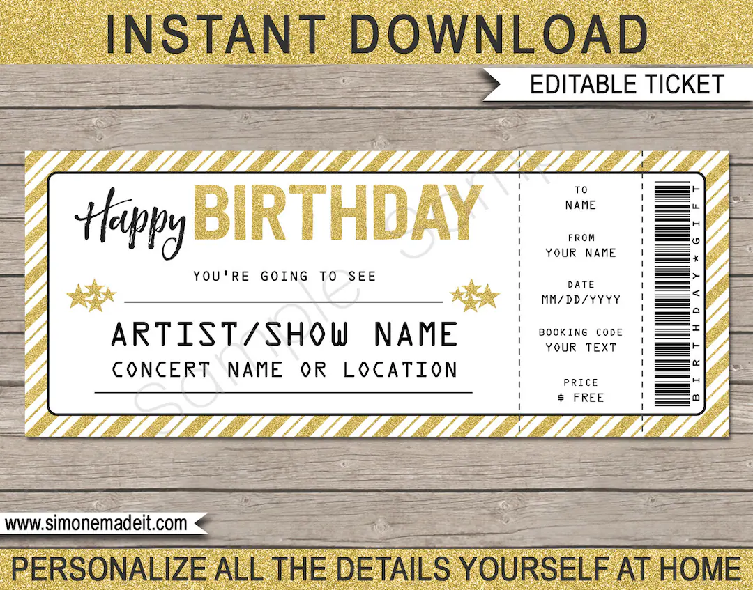 printable concert ticket template free