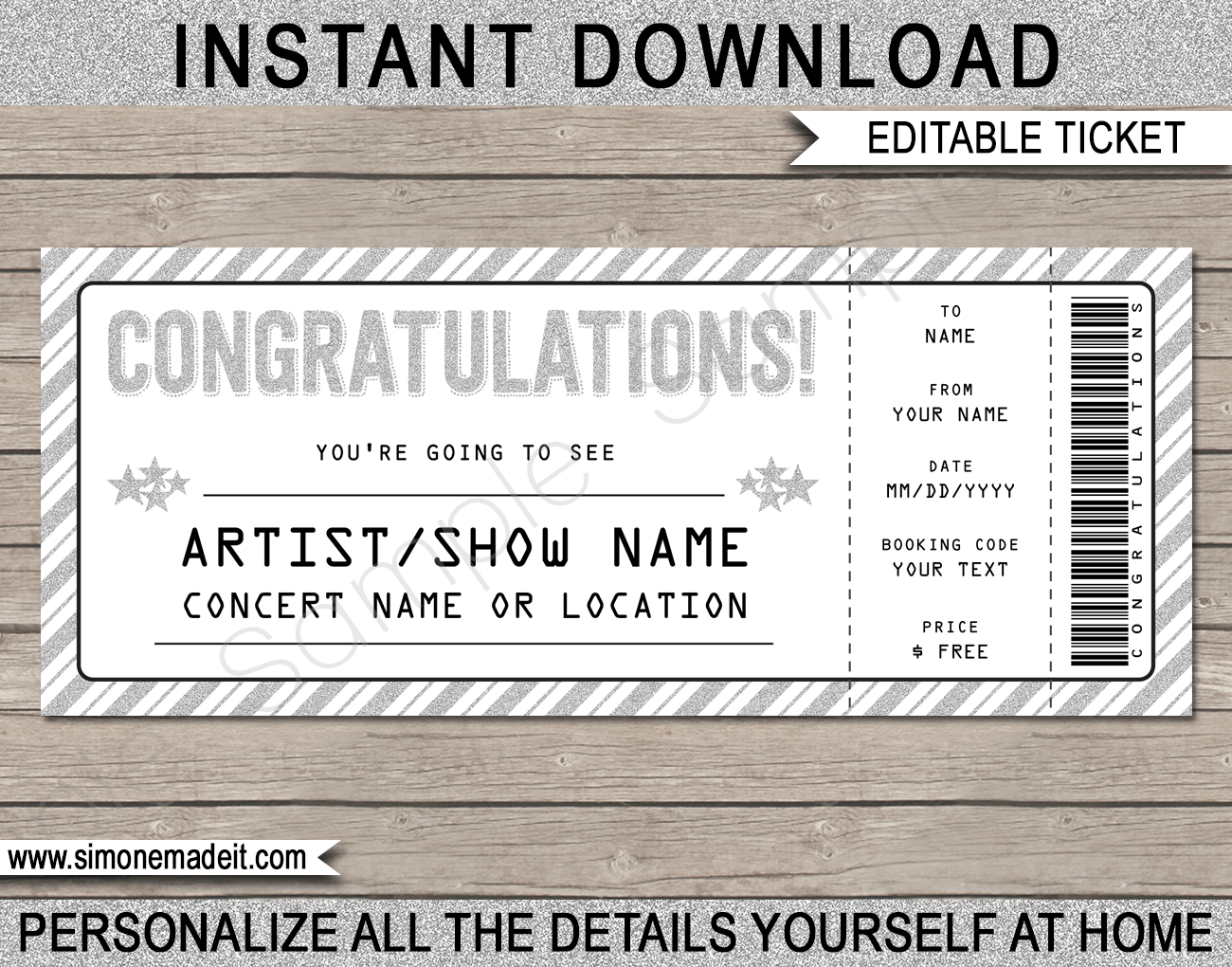 Congratulations Concert Ticket Template