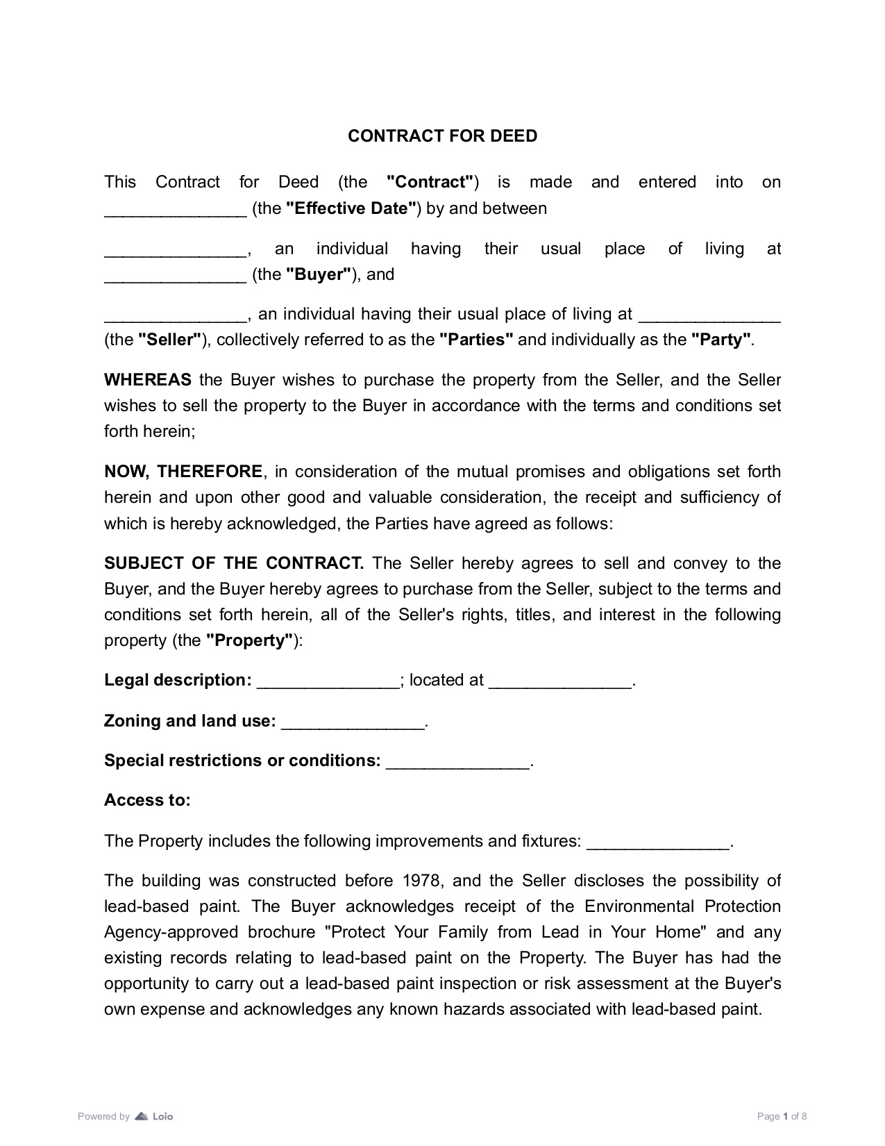 Contract For Deed