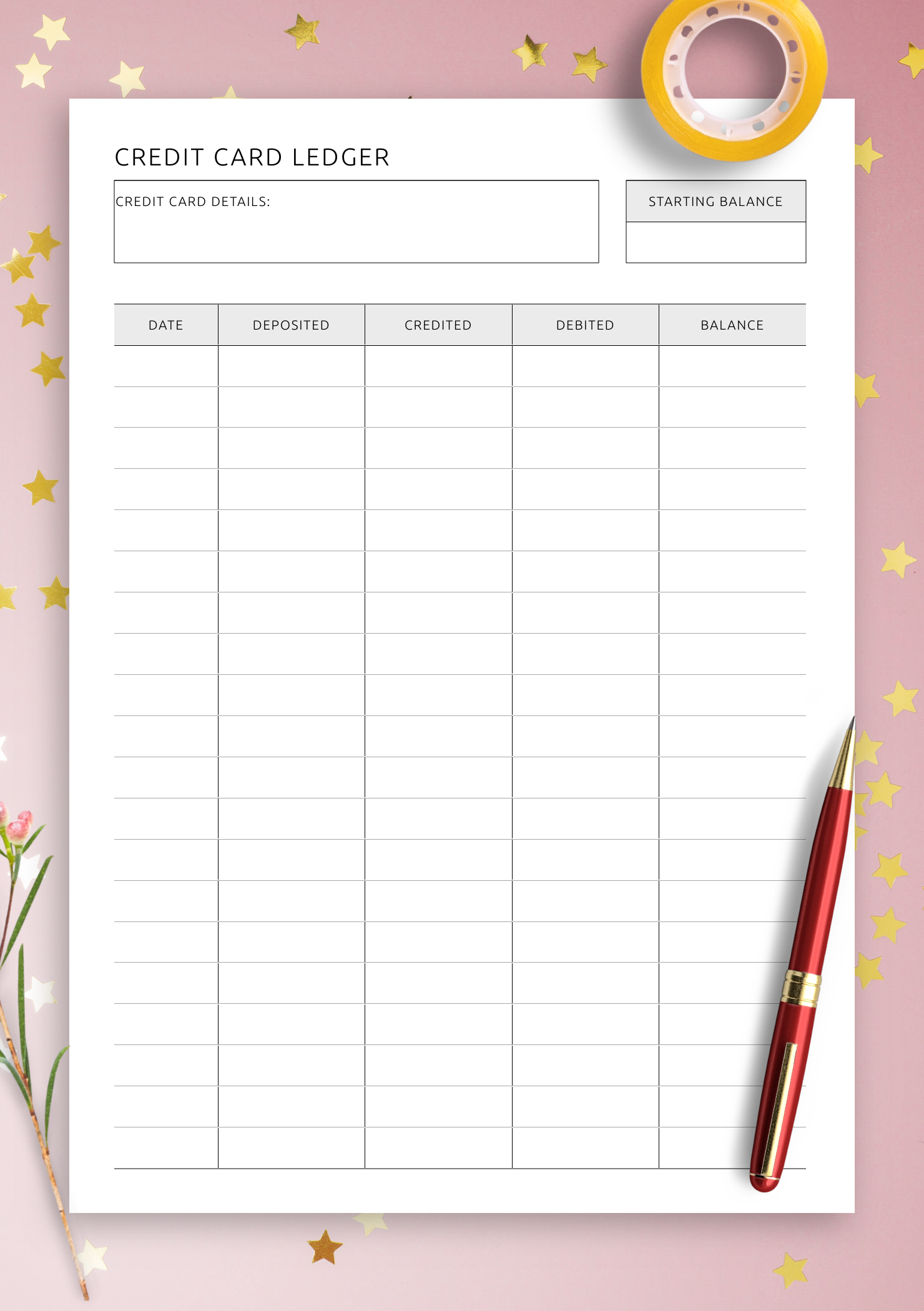 Credit Card Ledger Credit Card Ledger
